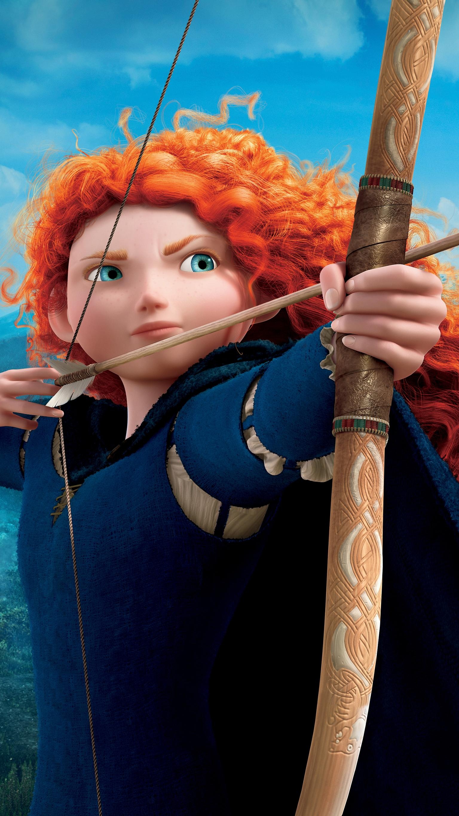 Animated film, Brave princess, Fearless archer, Enchanting wilderness, 1540x2740 HD Phone