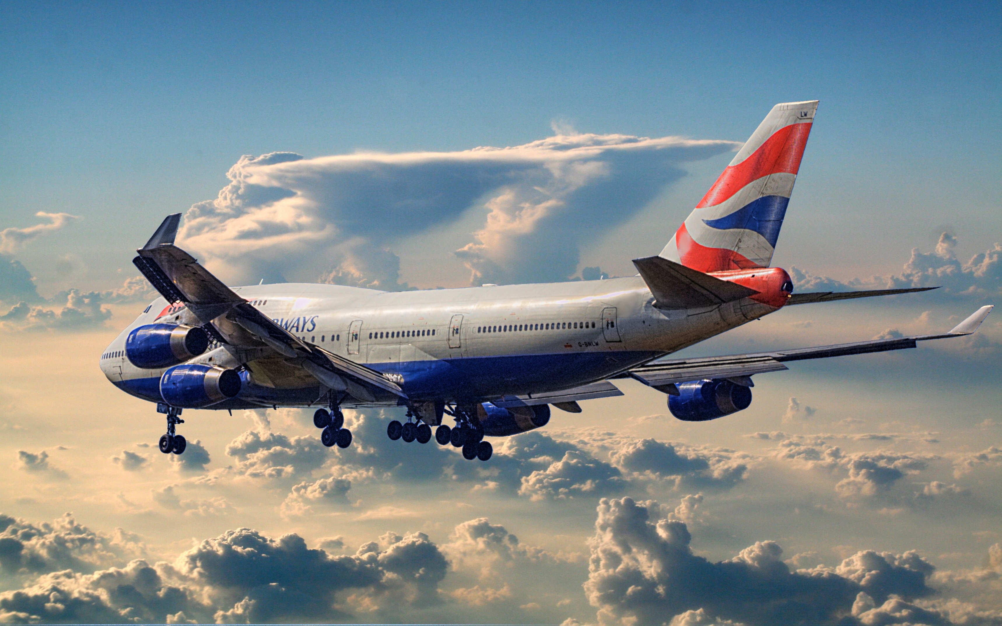 Boeing 747, Captivating views, Striking beauty, Sky-high adventures, 3440x2150 HD Desktop