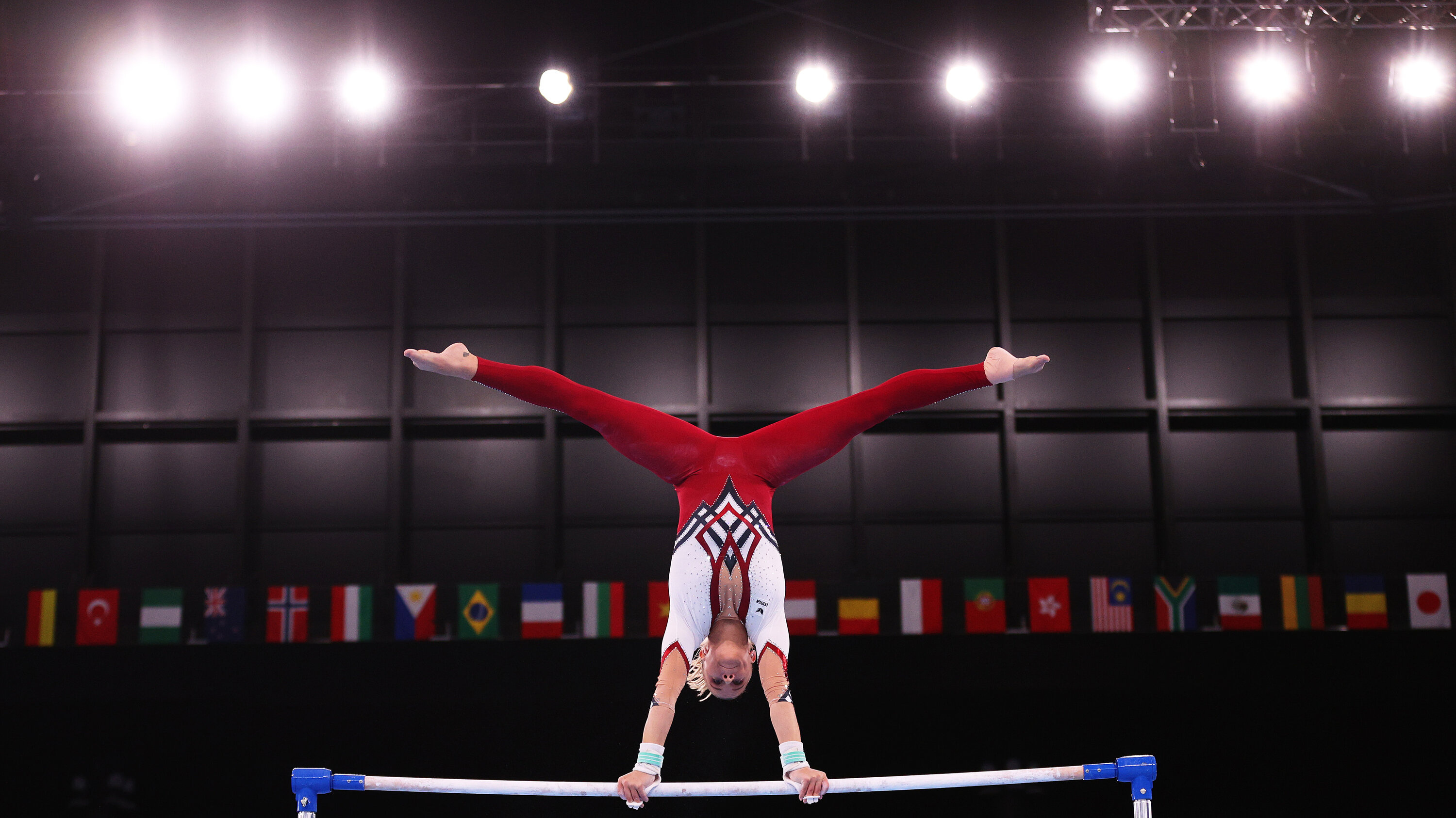 Uneven Bars: German gymnasts, Pauline Schafer, A German artistic gymnast, 2020 Olympic Games. 3000x1690 HD Background.