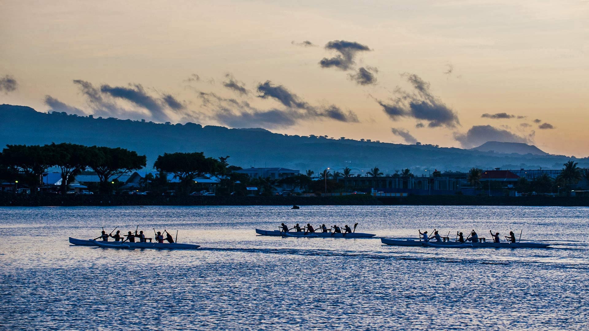 Canoes in Apia, Samoa's harbor, Bing Gallery, Serene waterfront view, 1920x1080 Full HD Desktop