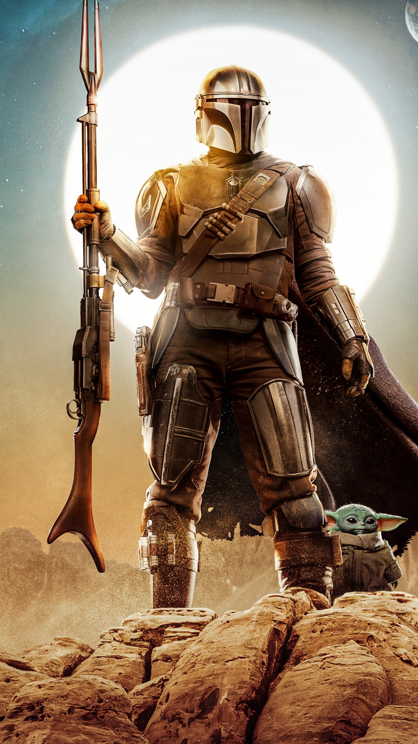 The Mandalorian: Made its world debut with the release of Disney+ in November 2019. 1440x2560 HD Background.