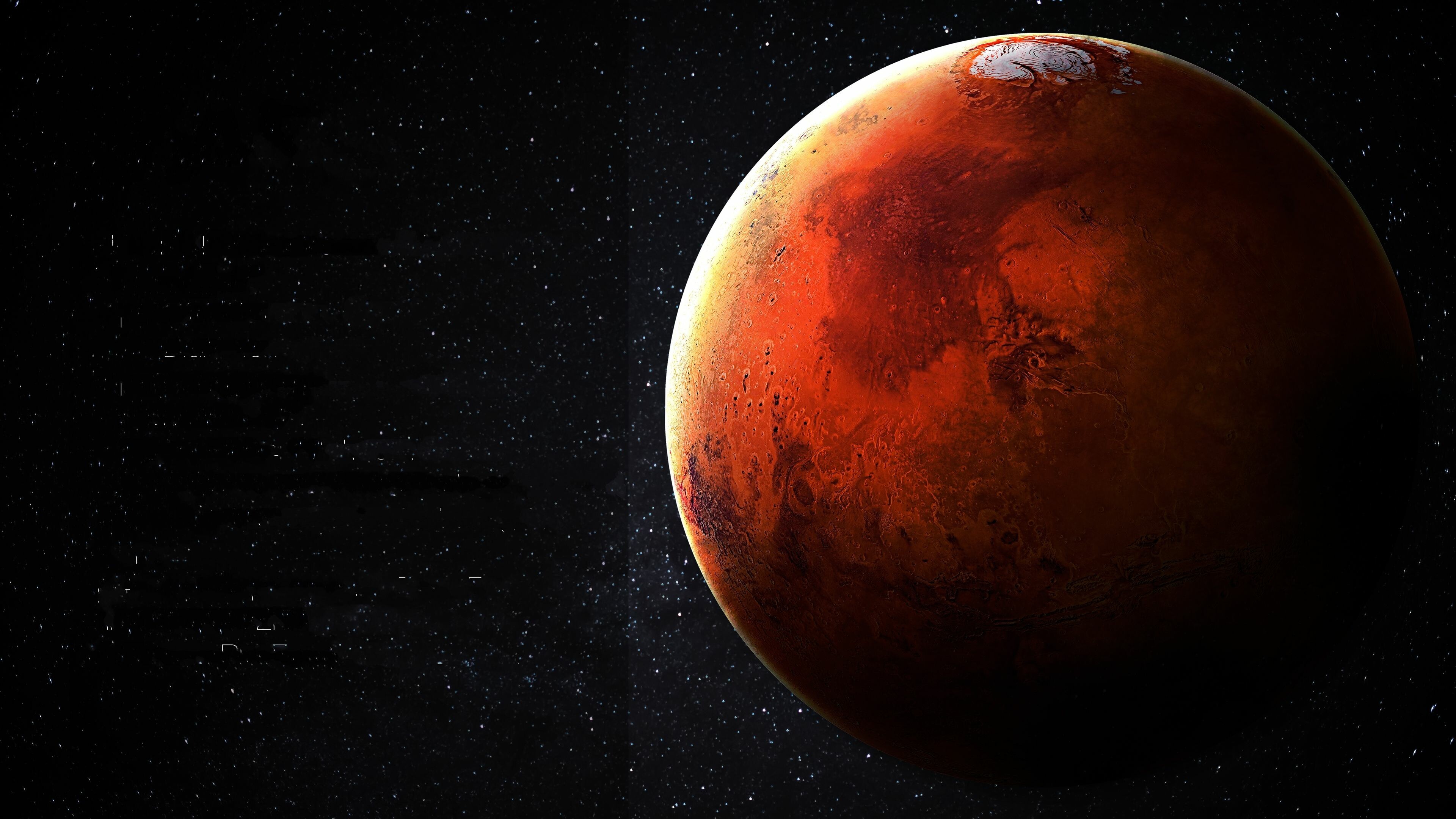 Mars: The fourth planet from the Sun, Stars, Galaxy. 3840x2160 4K Wallpaper.