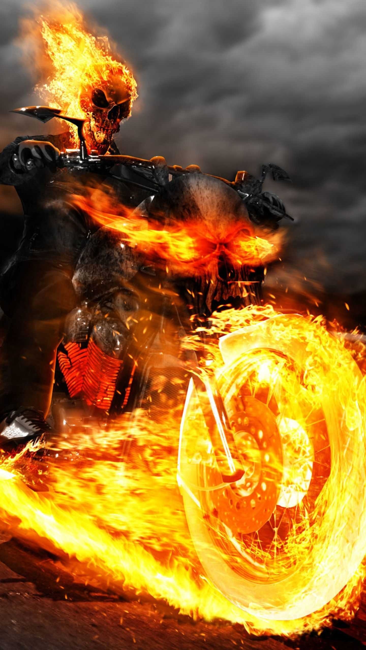 Ghost Rider, 4K resolution, Intense energy, Sunlit background, 1440x2560 HD Phone