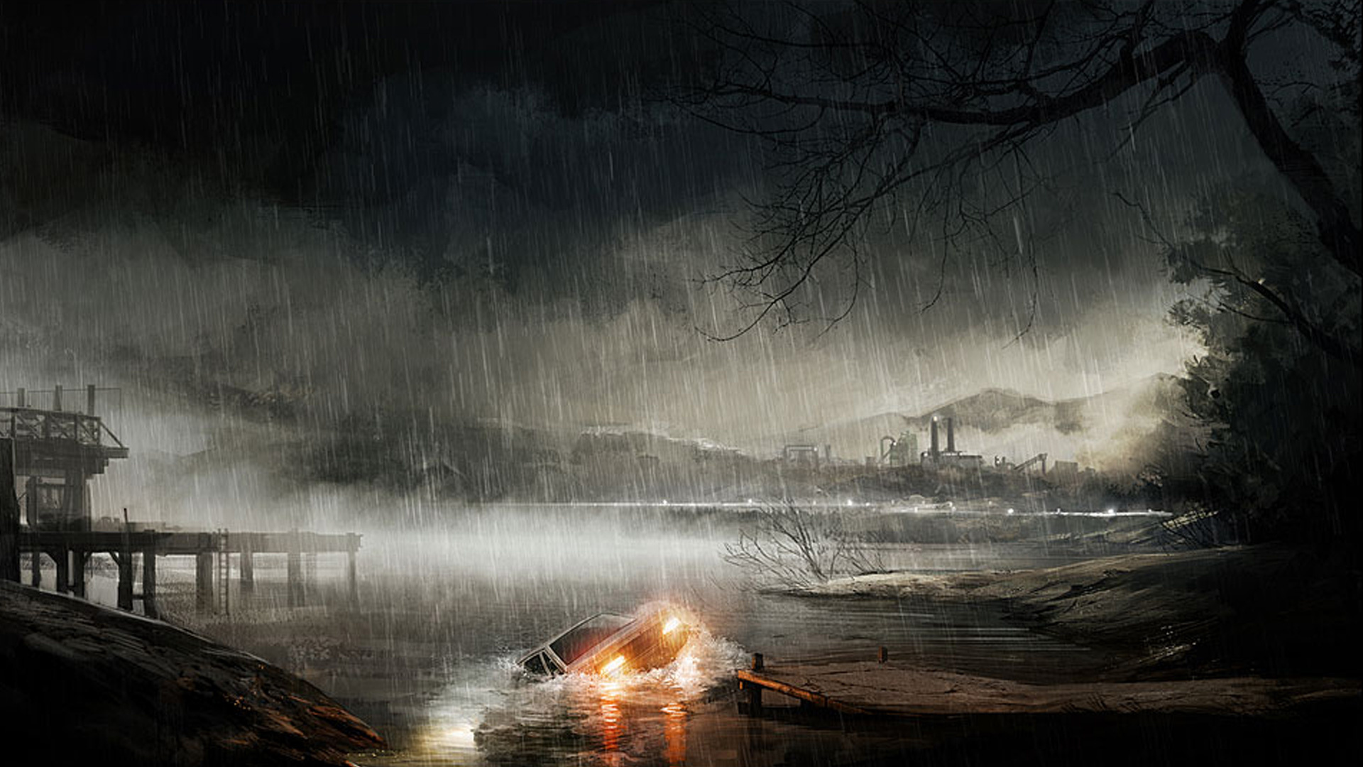 Heavy Rainfall wallpaper, Moody atmospheric beauty, Video game art, Rainy day vibes, 1920x1080 Full HD Desktop