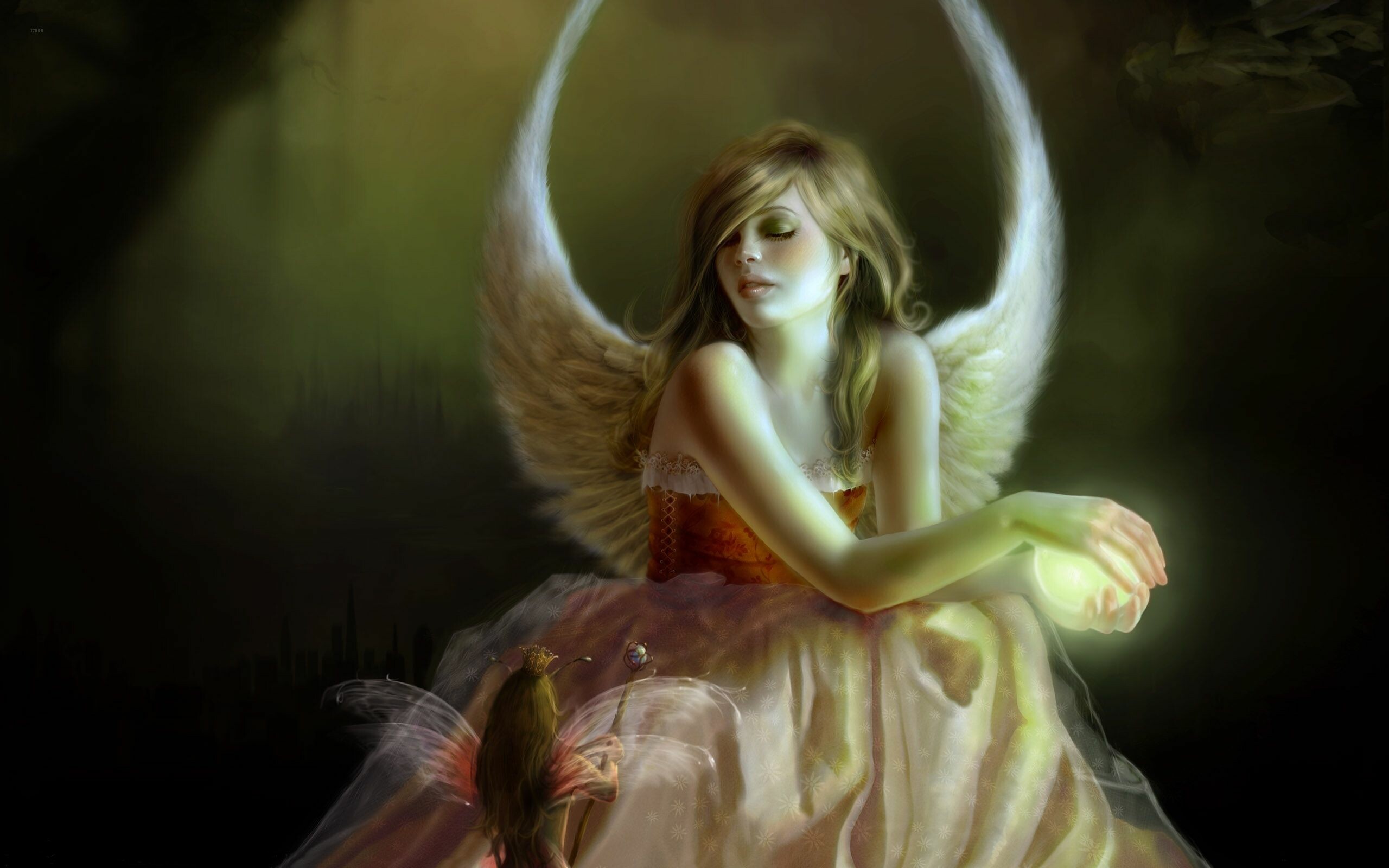 Fairy: A mythical being, described as looking as tiny humans with wings. 2560x1600 HD Background.