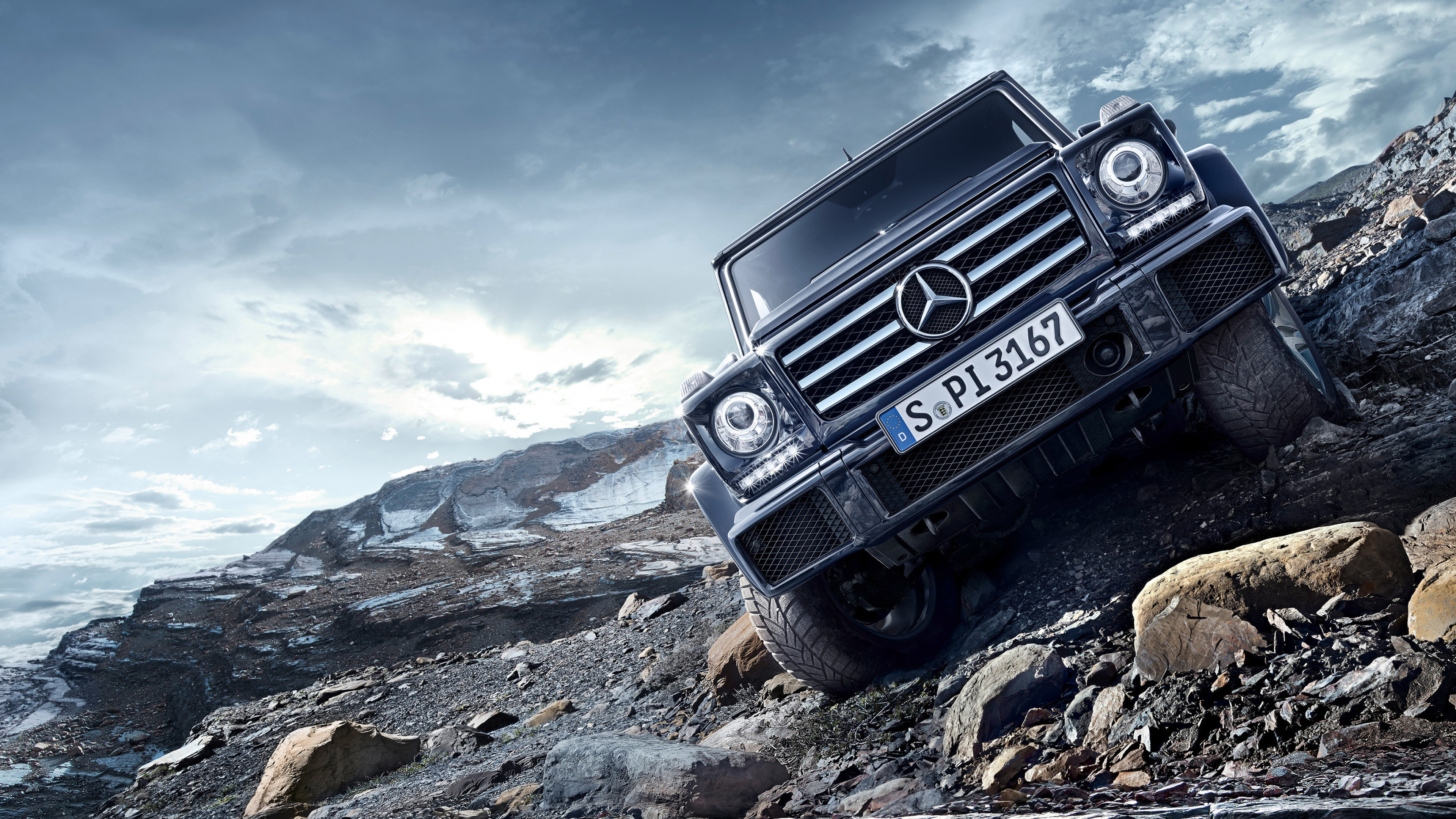 Off-road Driving: Mercedes-Benz G-Class, Off-road tires, A strengthened drive-train. 3840x2160 4K Background.