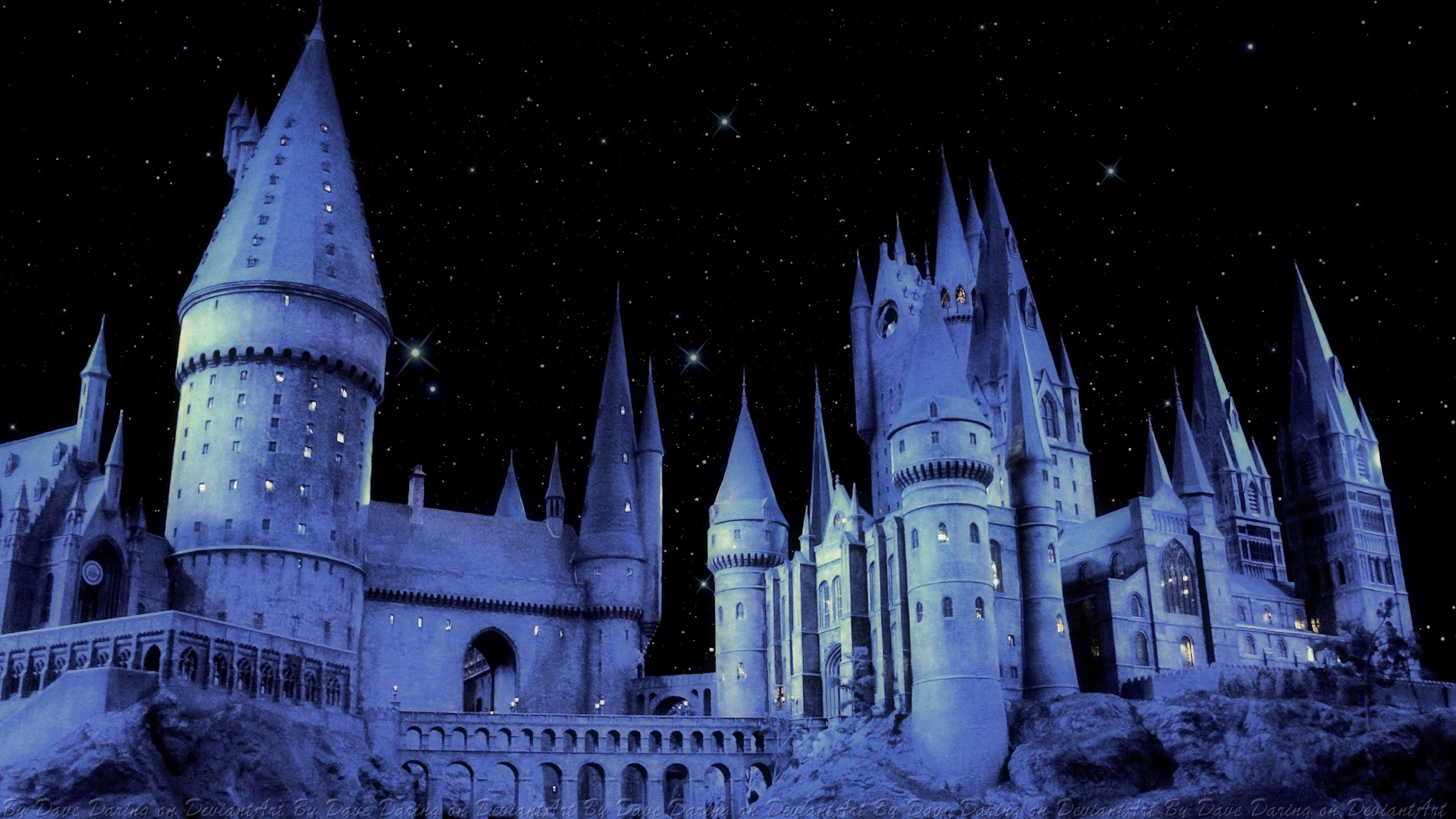 Starry night, Hogwarts Castle Wallpaper, 3840x2160 4K Desktop