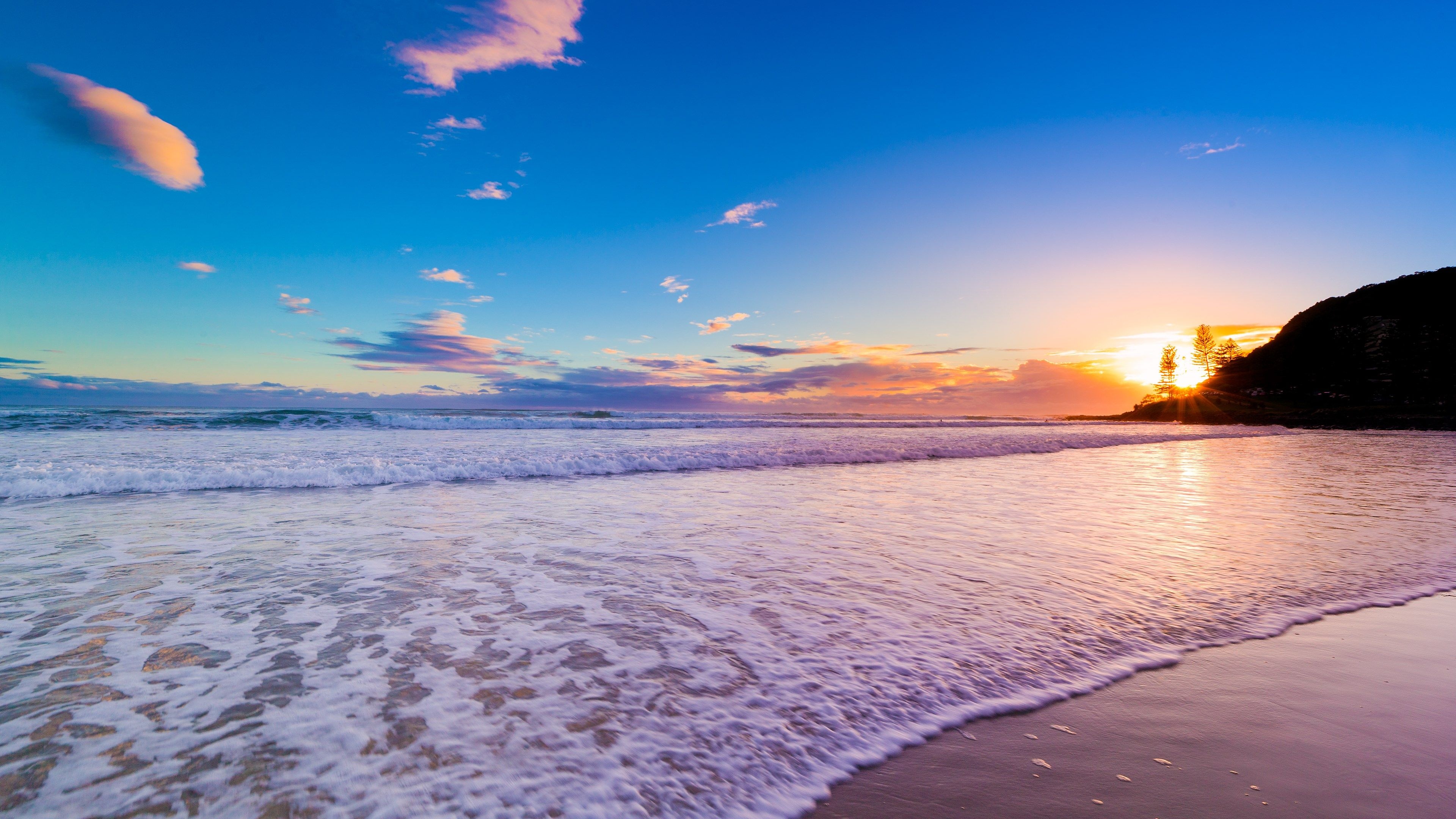 4K desktop wallpaper, Beach sunset, Tranquil scenery, Relaxation vibes, 3840x2160 4K Desktop