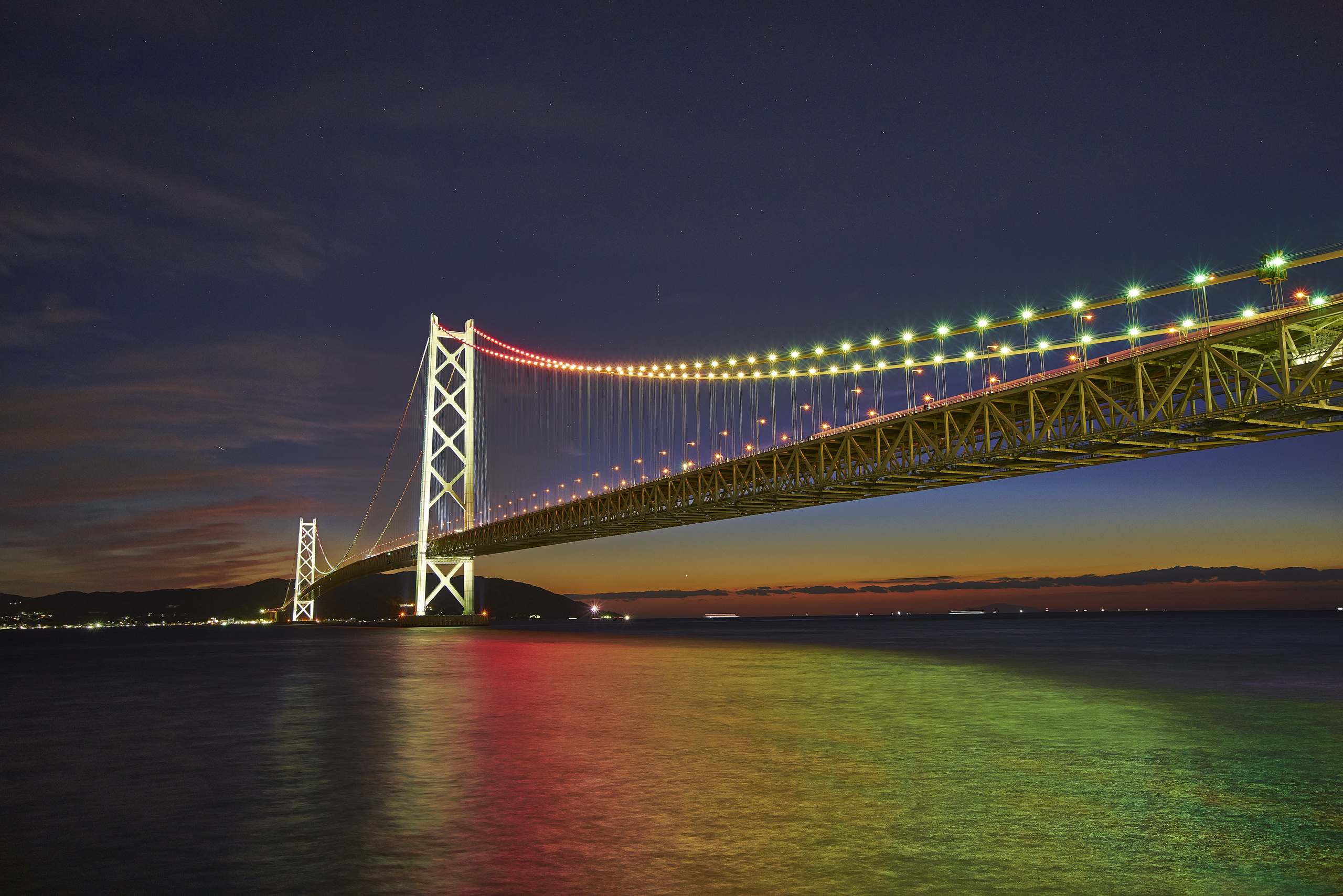 Akashi Kaikyo Bridge, Kobe night view, Tourism guide, Night of Kobe, 2560x1710 HD Desktop