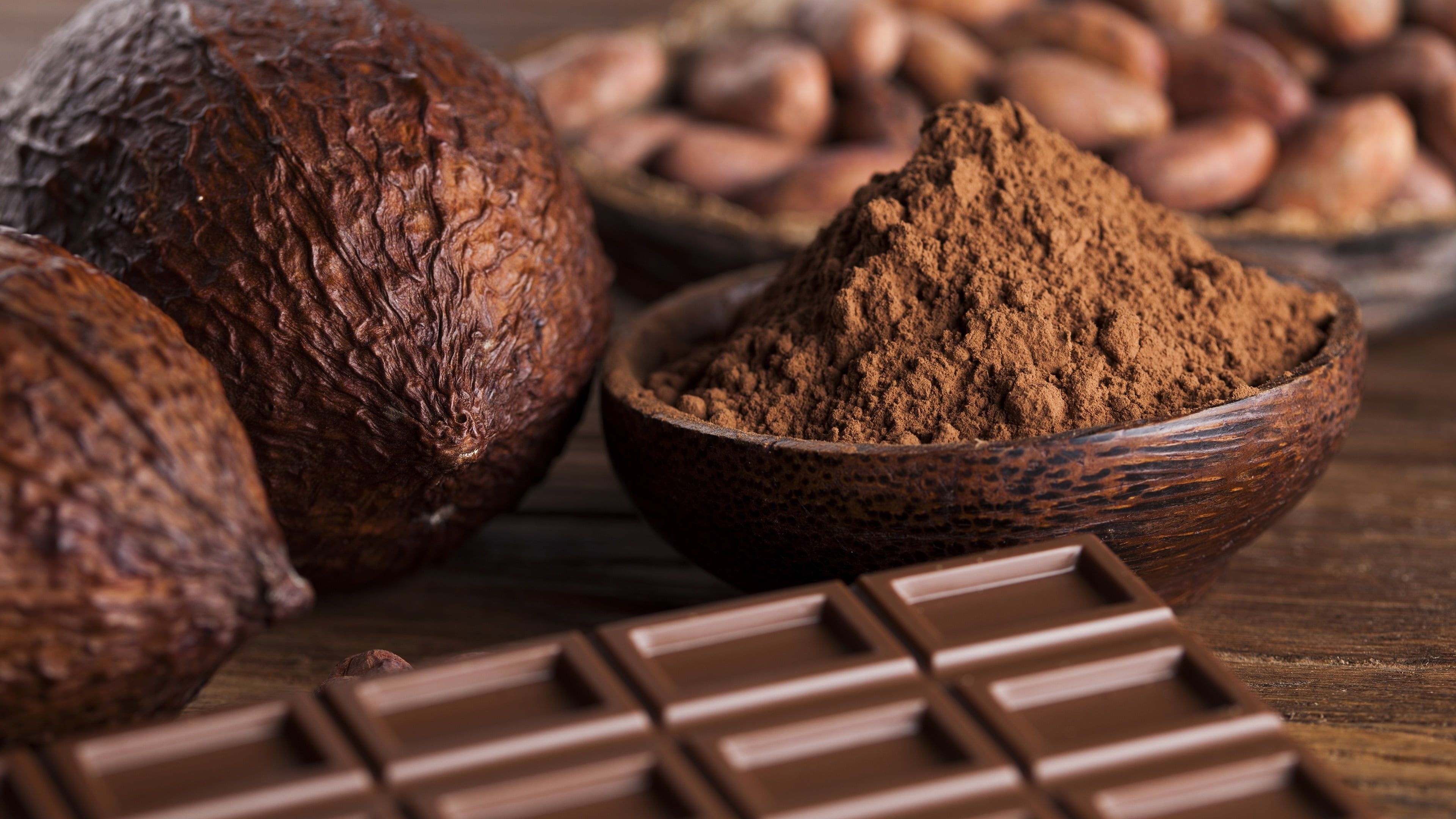 Chocolate cocoa bean, Superfood ingredient, 3840x2160 4K Desktop