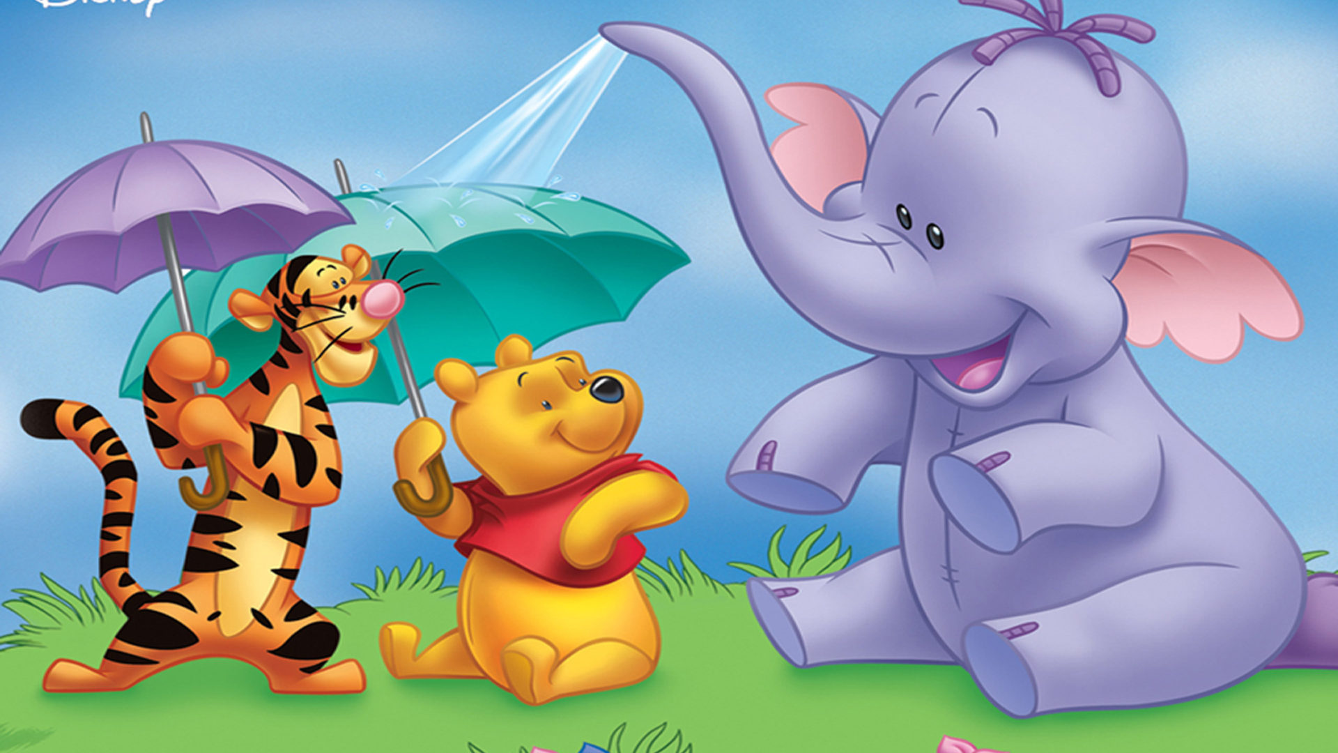 Tigger, Winnie-the-Pooh animation, Heffalump Winnie the Pooh Tigger, Umbrellas, 1920x1080 Full HD Desktop