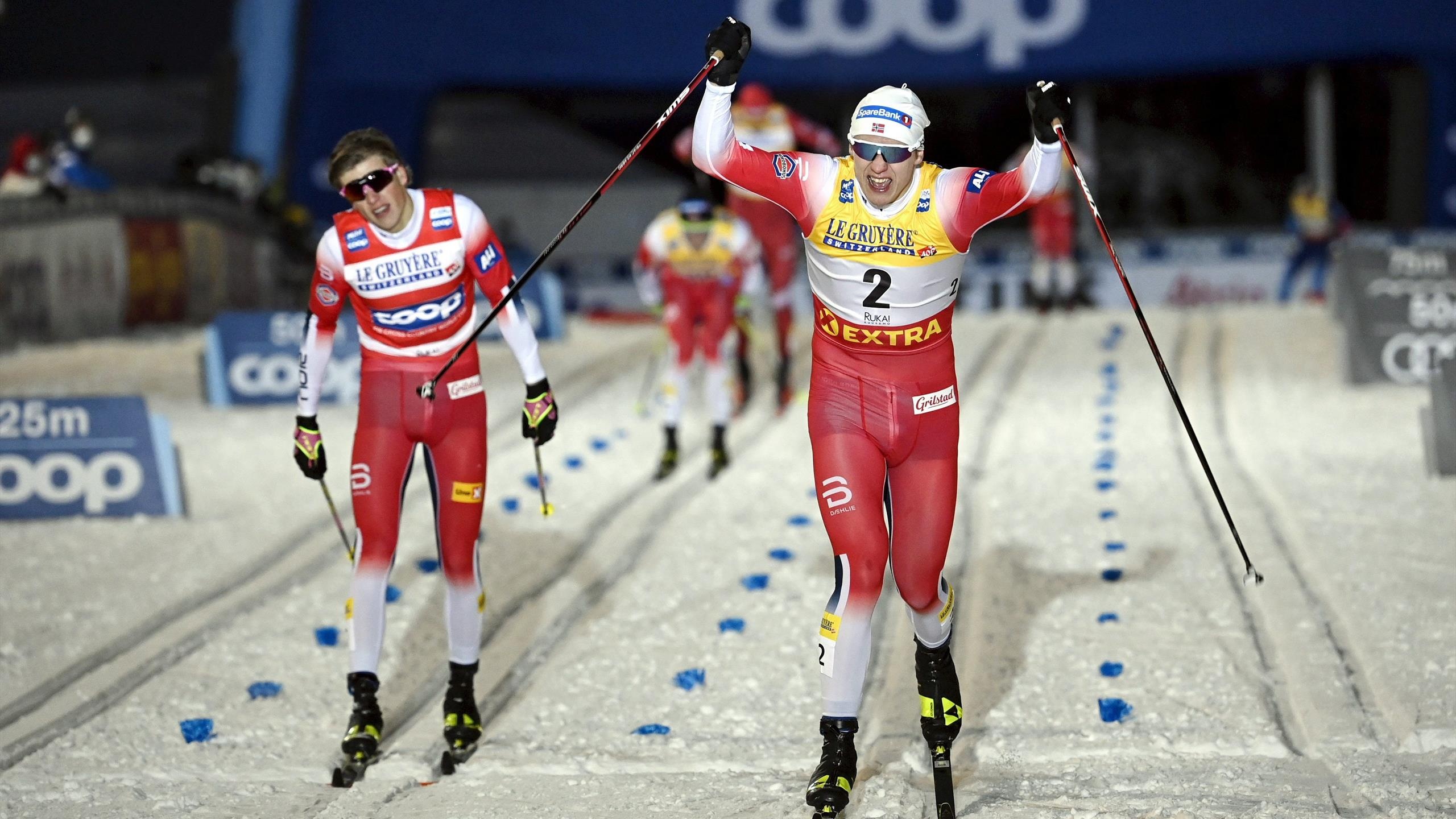 Erik Valnes, Cross-country skiing duel, Linn Svahn's dominance, Ruka winter race, 2560x1440 HD Desktop