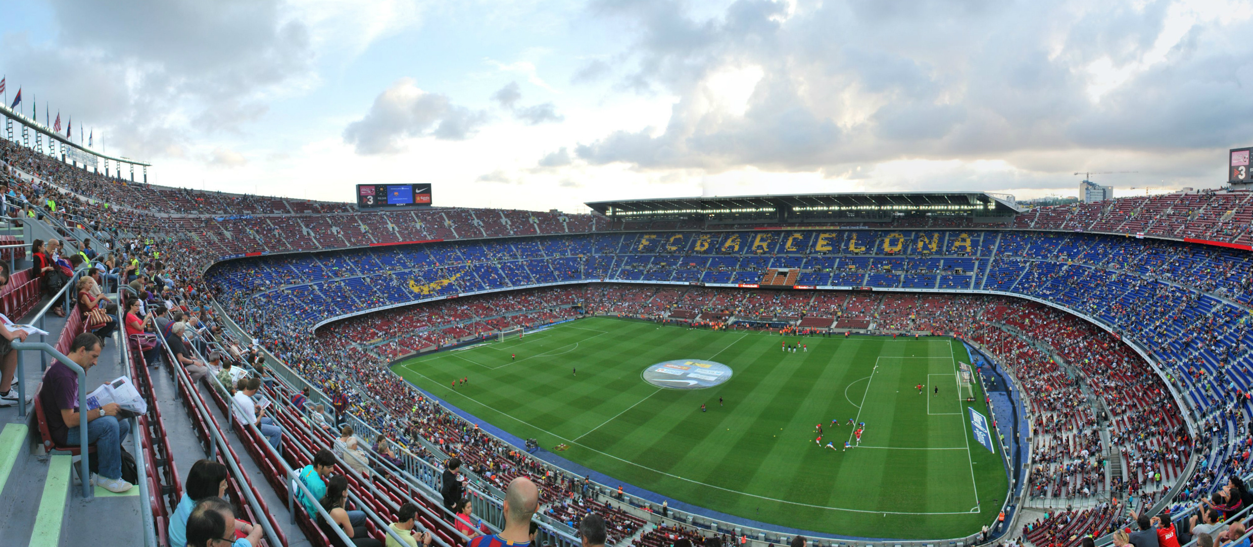 Camp Nou, HD wallpapers, Barcelona, 2480x1090 Dual Screen Desktop