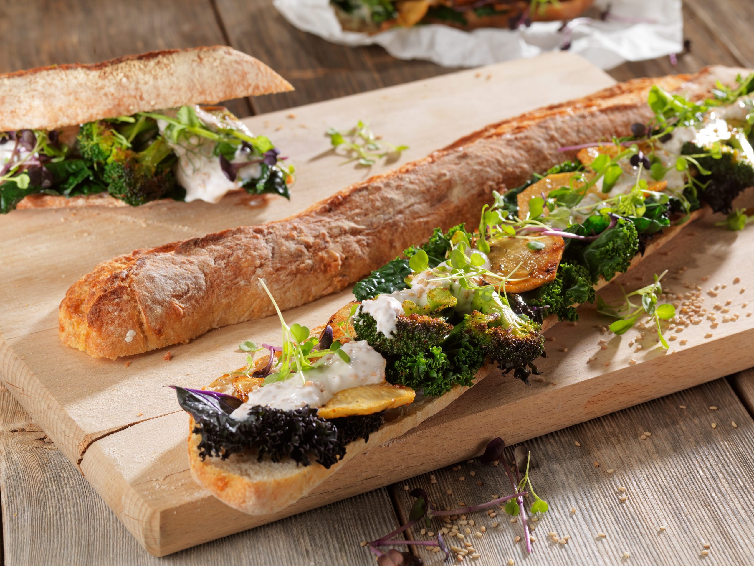 Baguette: A long, thin type of bread of French origin. 2560x1920 HD Wallpaper.