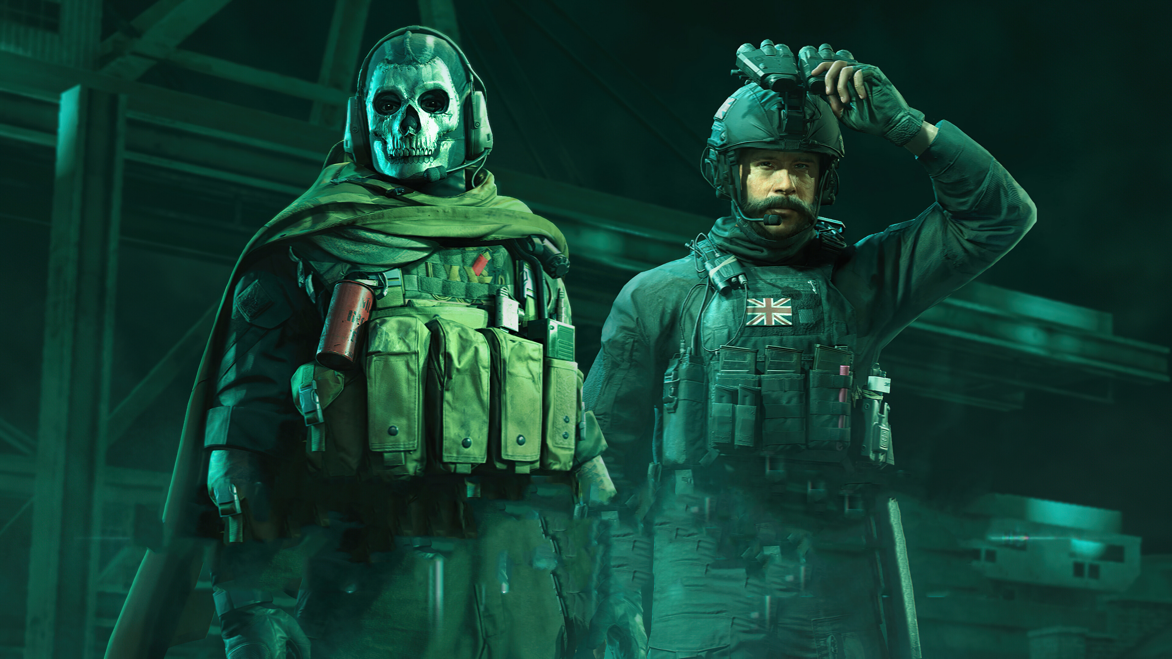 Call of Duty: Games, Simon "Ghost" Riley and Captain John Price. 3840x2160 4K Background.