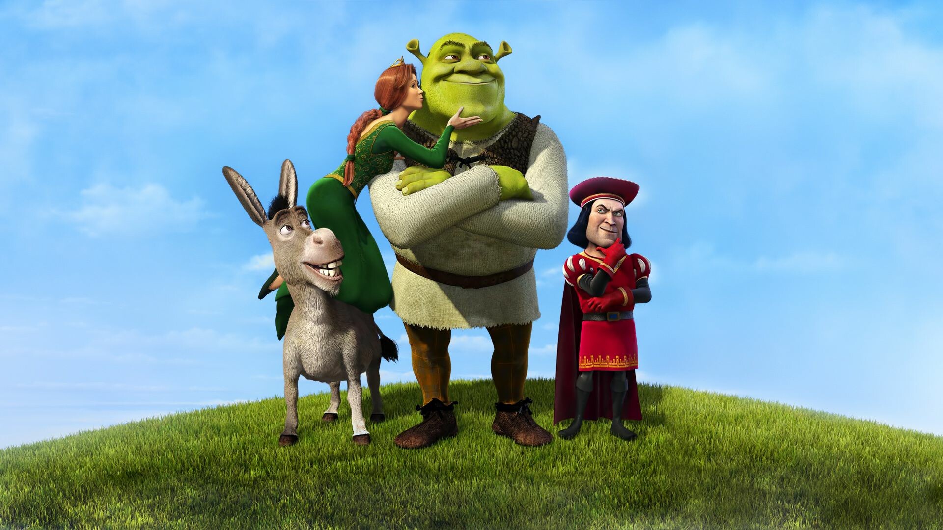 Shrek: In the film, the ogre, voiced by Myers, finds his swamp home overrun by fairy-tale creatures banished by Lord Farquaad. 1920x1080 Full HD Wallpaper.