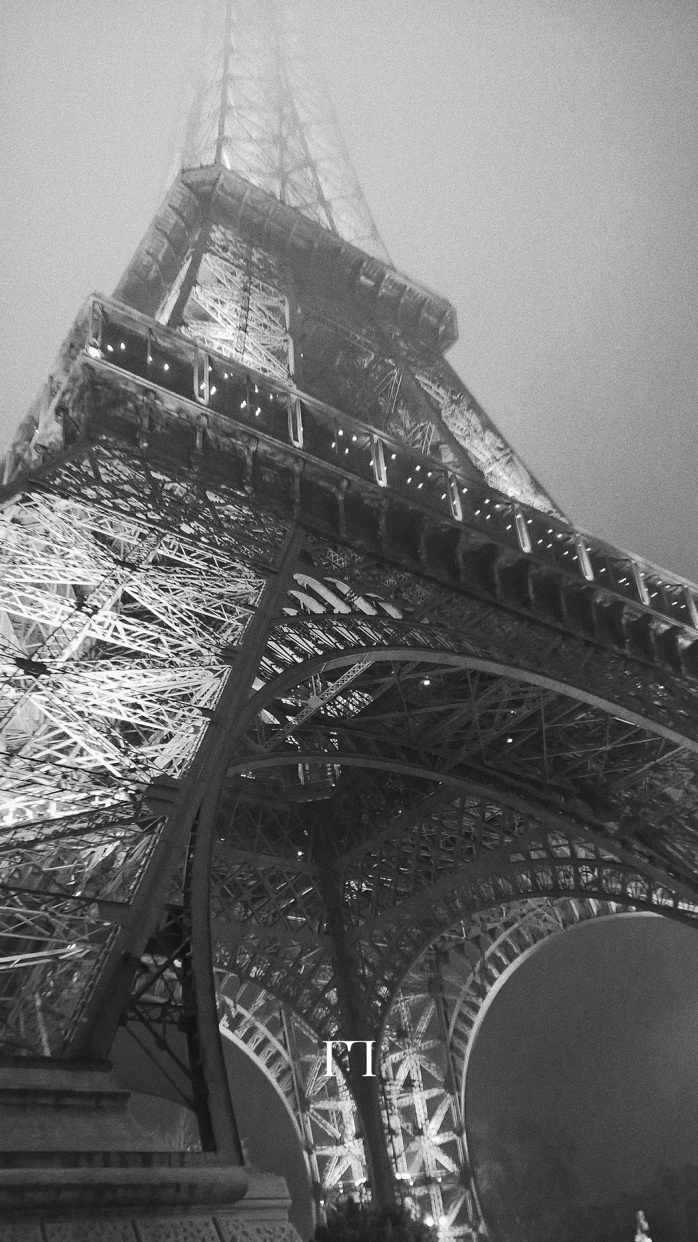 Paris: Eiffel Tower, Black-and-white, Vintage. 1440x2560 HD Background.