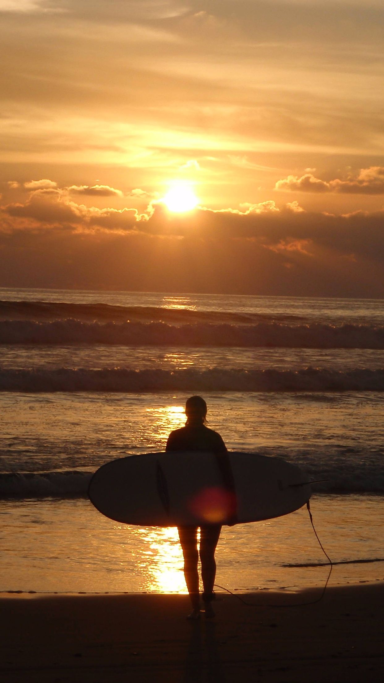 Surfing: Recreational water sports in the sunset, Longboarding style. 1250x2210 HD Wallpaper.