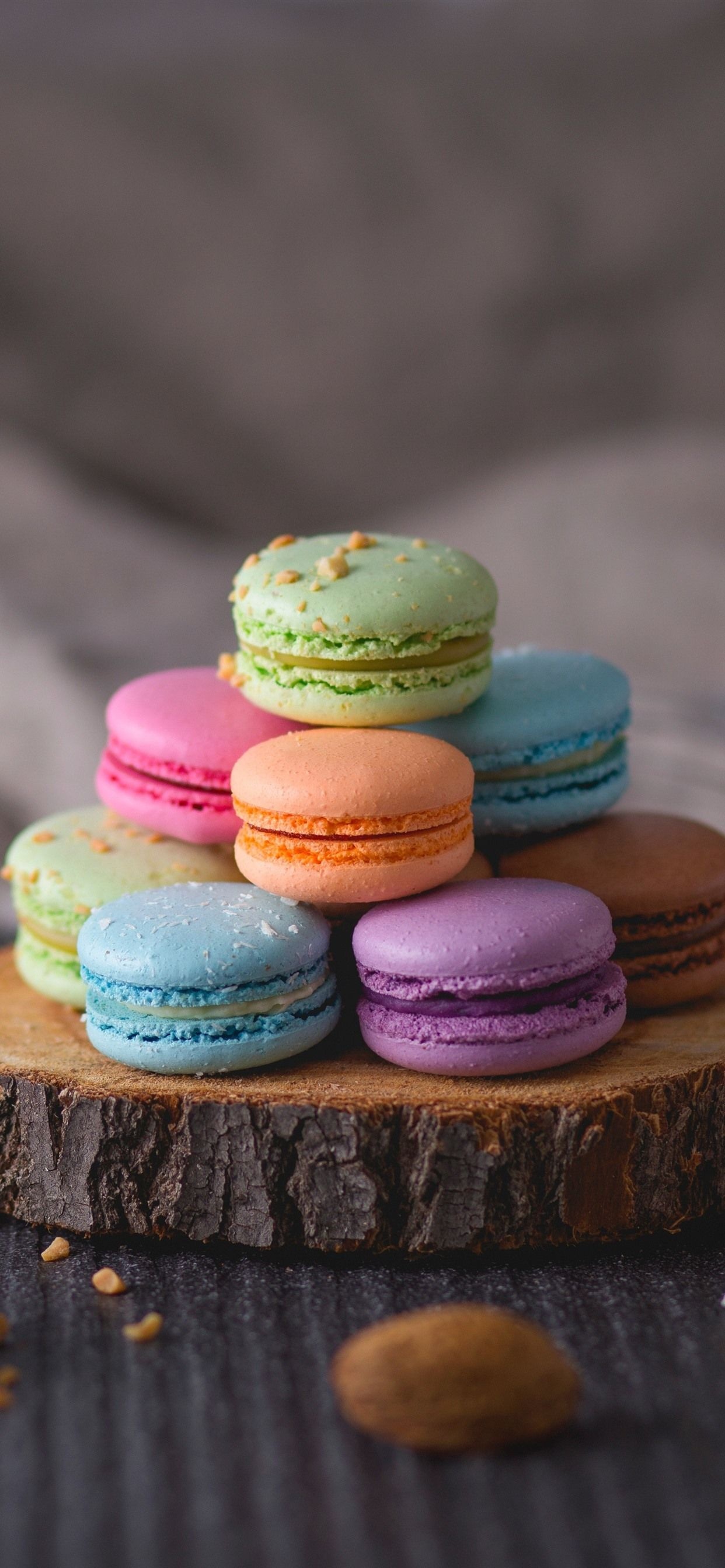 Macaron: Sandwiched together with a flavored buttercream or ganache filling. 1250x2690 HD Wallpaper.