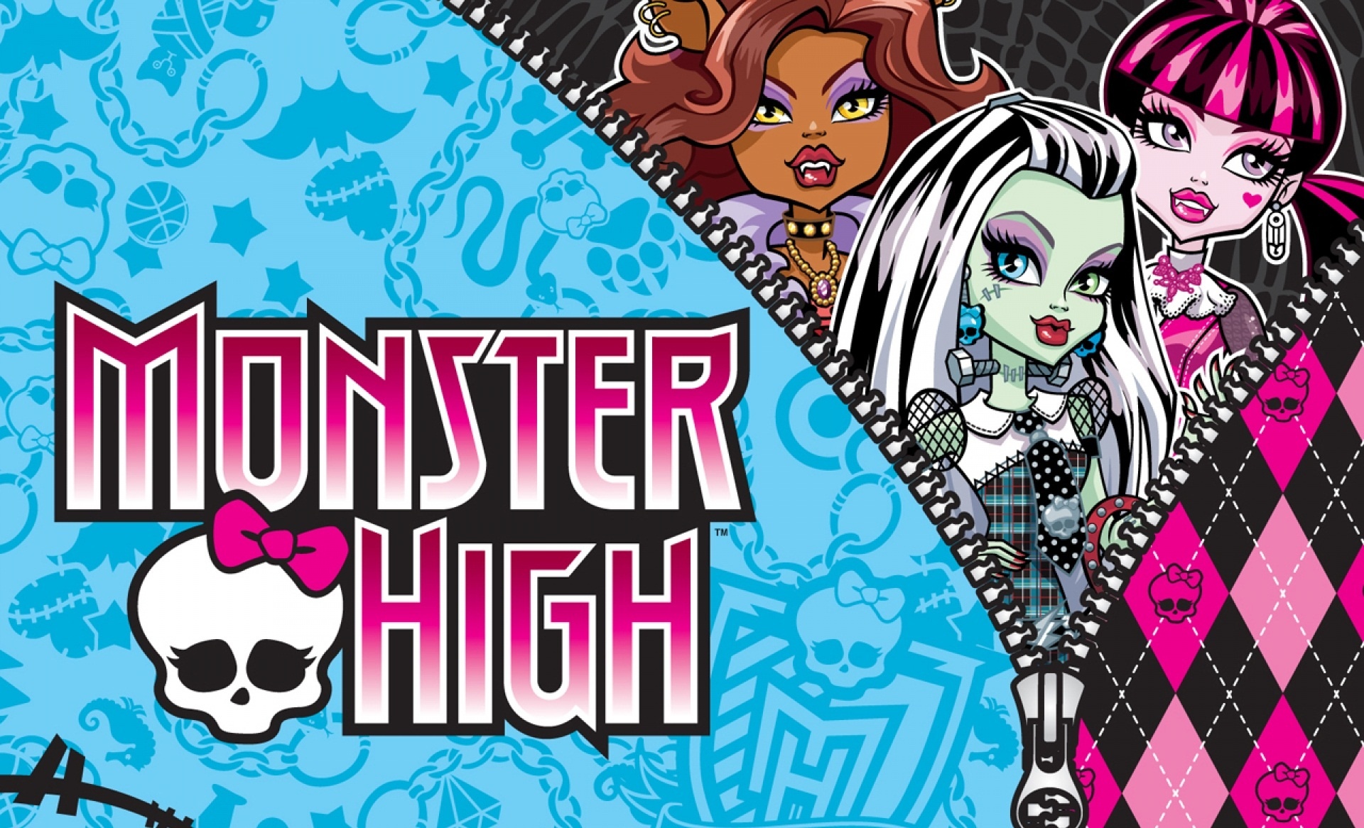 Monster High: The teenage children of famous monsters, Clawdeen Wolf, Draculaura, Frankie Stein, and Deuce Gorgon. 1920x1170 HD Wallpaper.