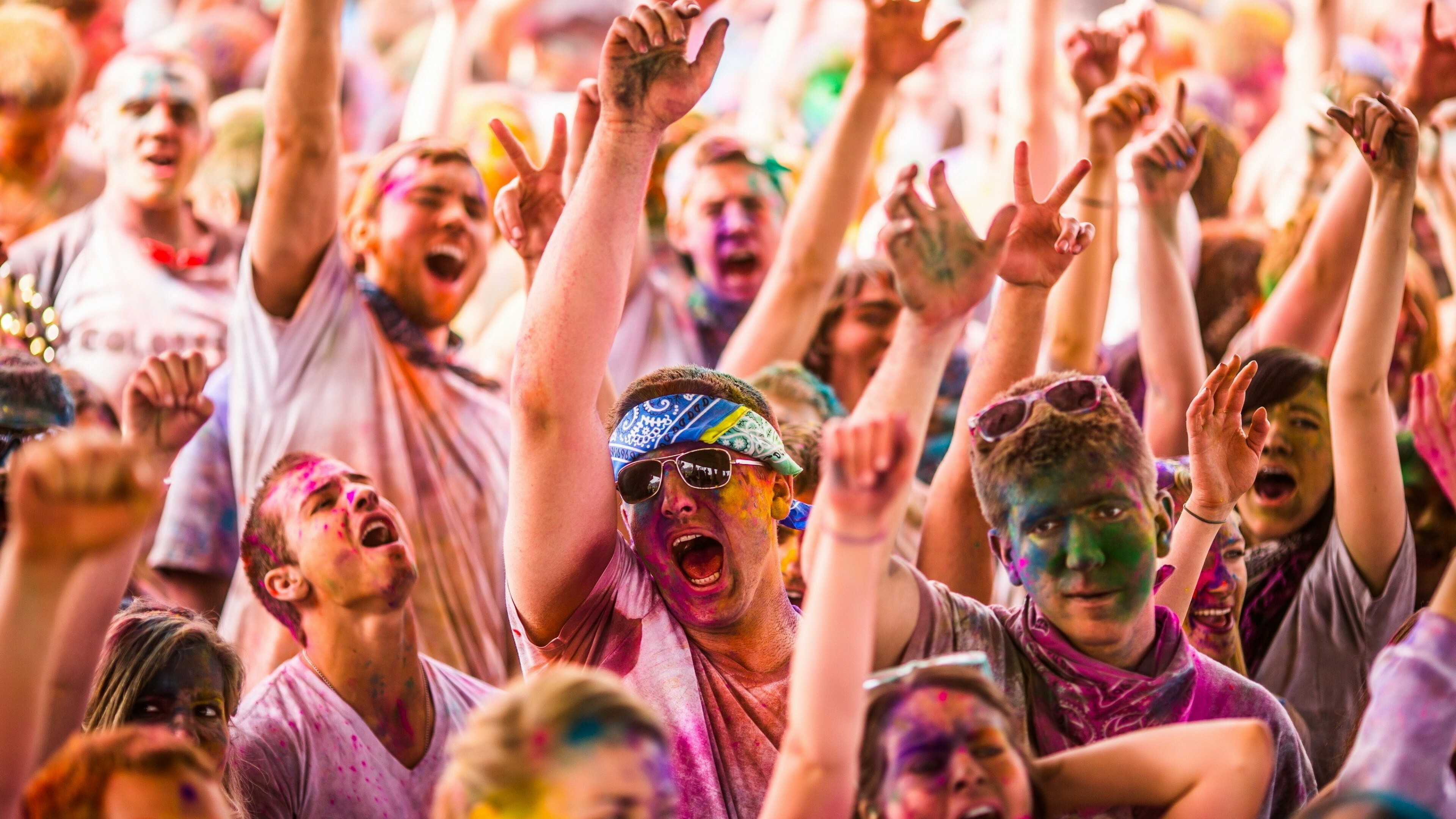 Party: The Color Run, An event series and five-kilometer paint race, inspired by the Hindu festival of Holi. 3840x2160 4K Wallpaper.