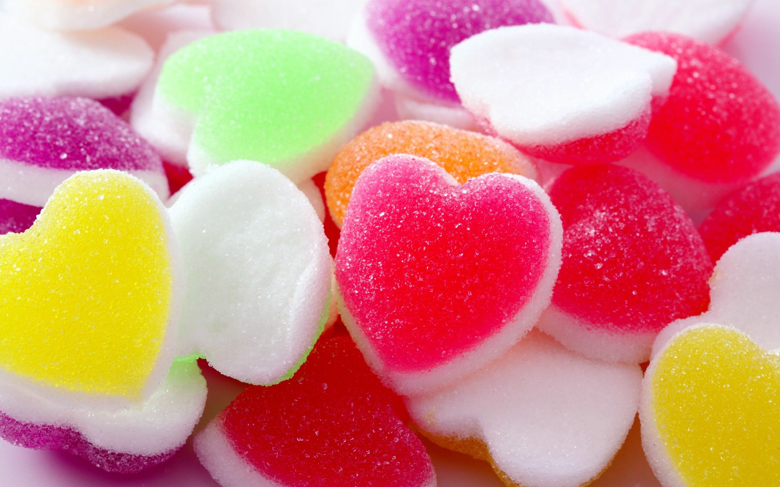 Sweets: Gummies, Available in a wide variety of shapes, Sugar-coated. 2560x1600 HD Background.