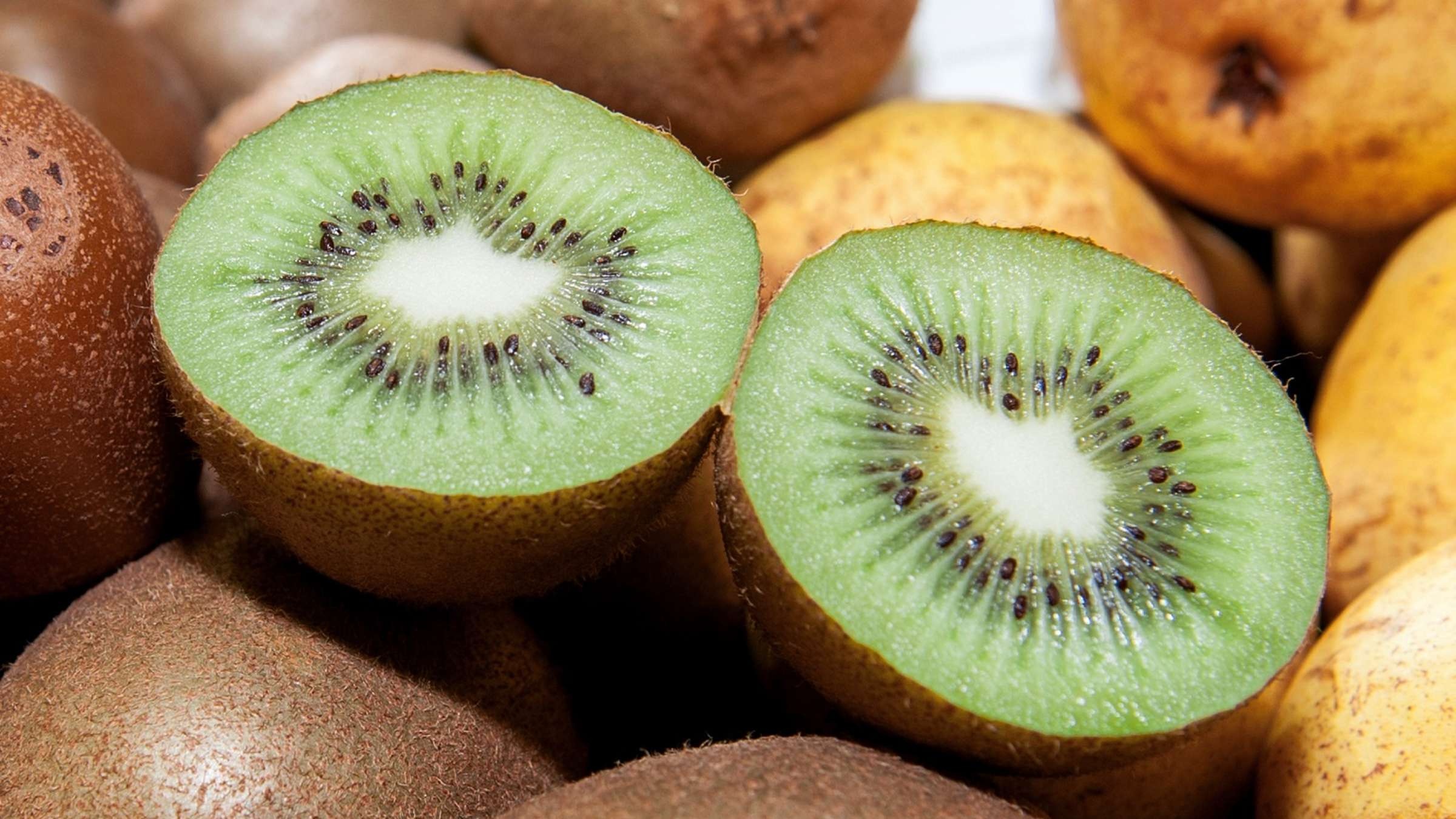 Kiwi fruit, Edible skin, Nutrient-rich, Unique taste, 2400x1350 HD Desktop
