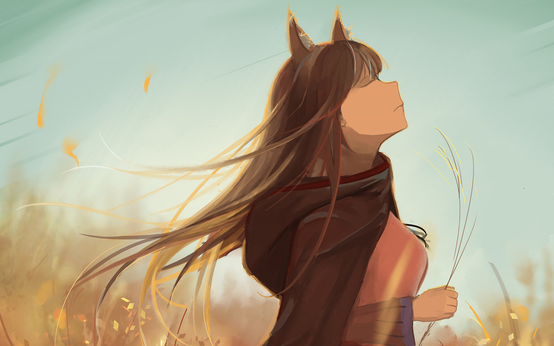 Spice and Wolf (Anime): Girl with the power to transform instantly into a massive wolf. 1920x1200 HD Wallpaper.