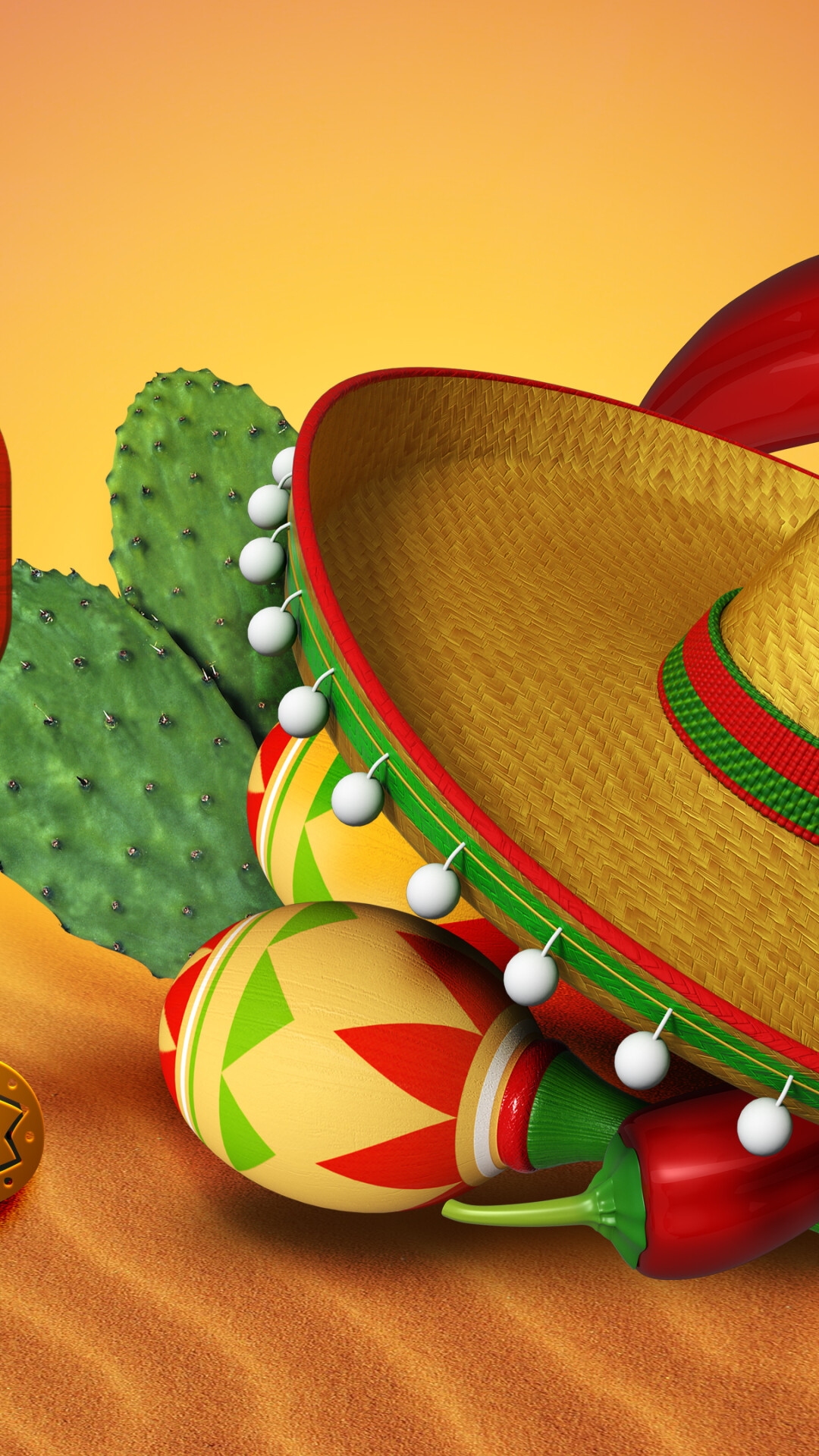Mexican Fiesta: A day for Mexican Americans to celebrate their heritage. 1080x1920 Full HD Background.