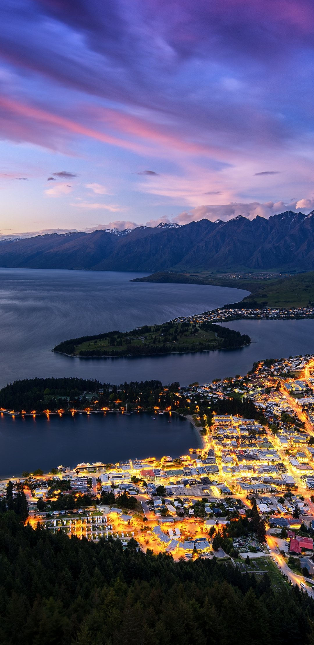 Queenstown skyline, Stunning landscape, Travels in NZ, Majestic views, 1080x2220 HD Phone