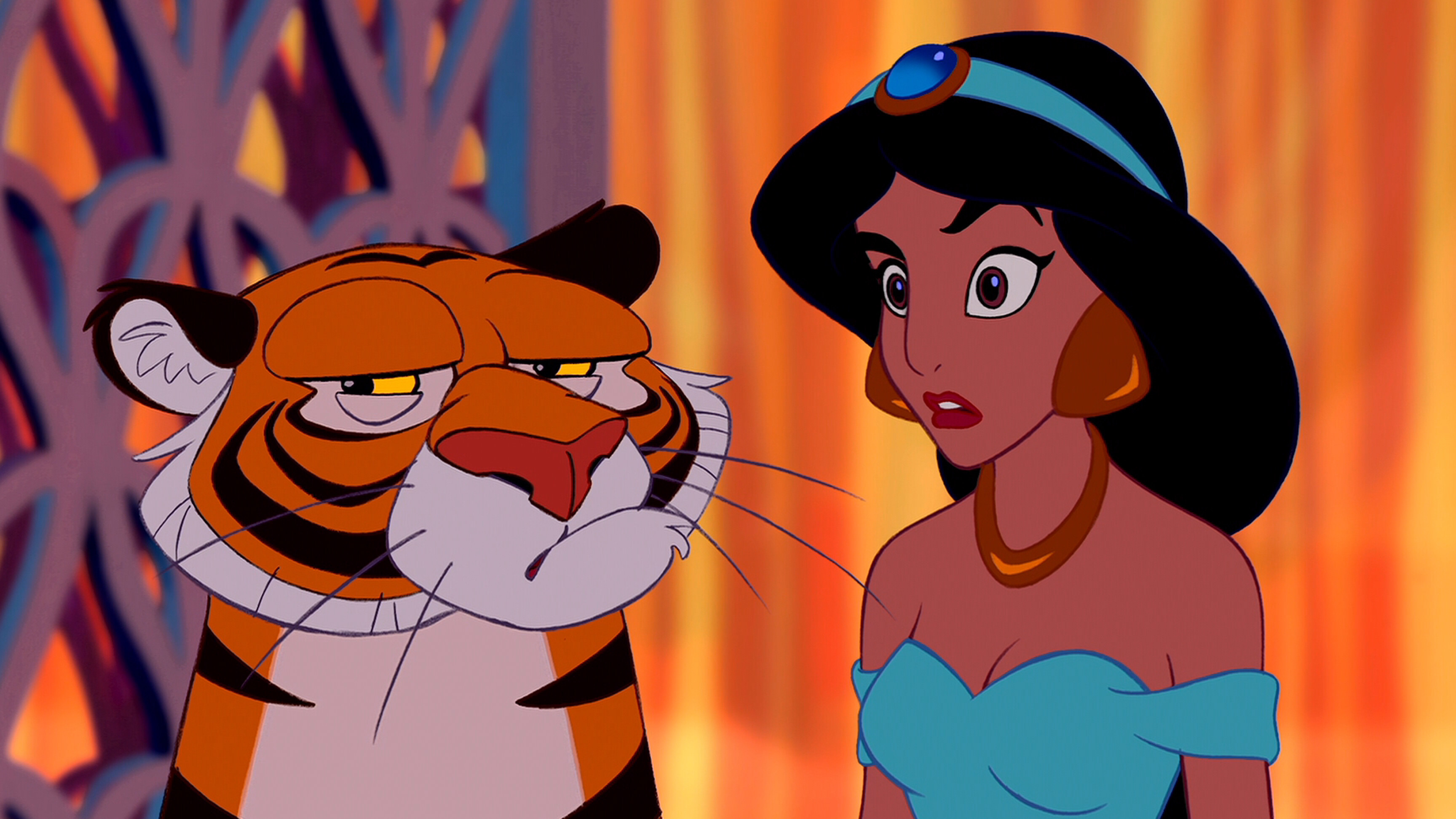 Aladdin (Cartoon): Linda Larkin as Jasmine, the princess of Agrabah and daughter of the Sultan. 3840x2160 4K Wallpaper.