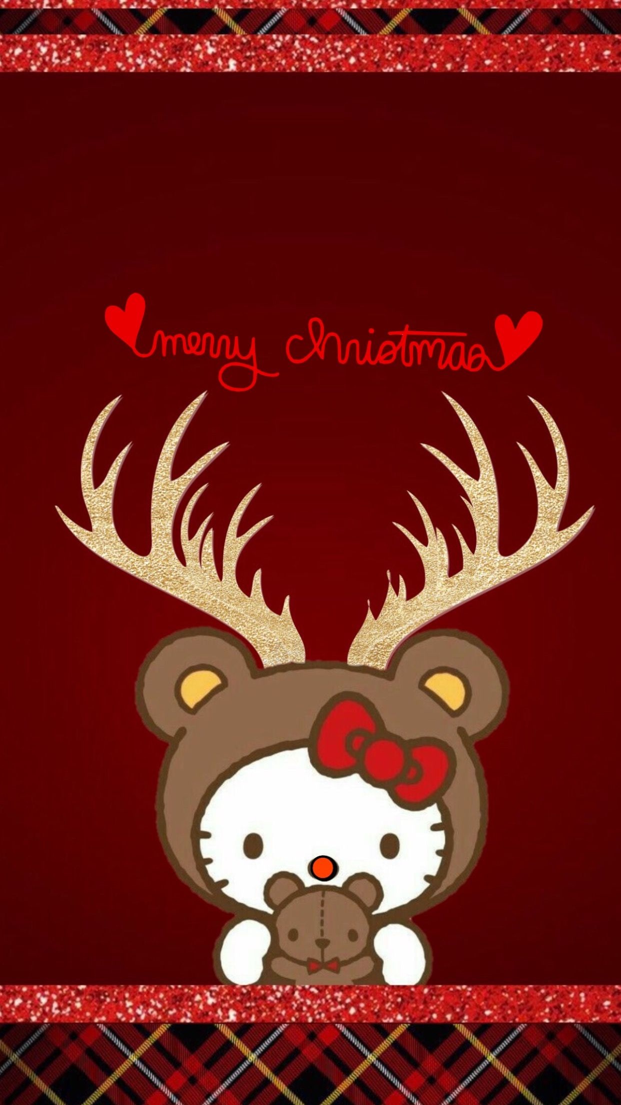 Deer costume, Hello Kitty Christmas Wallpaper, 1250x2210 HD Handy