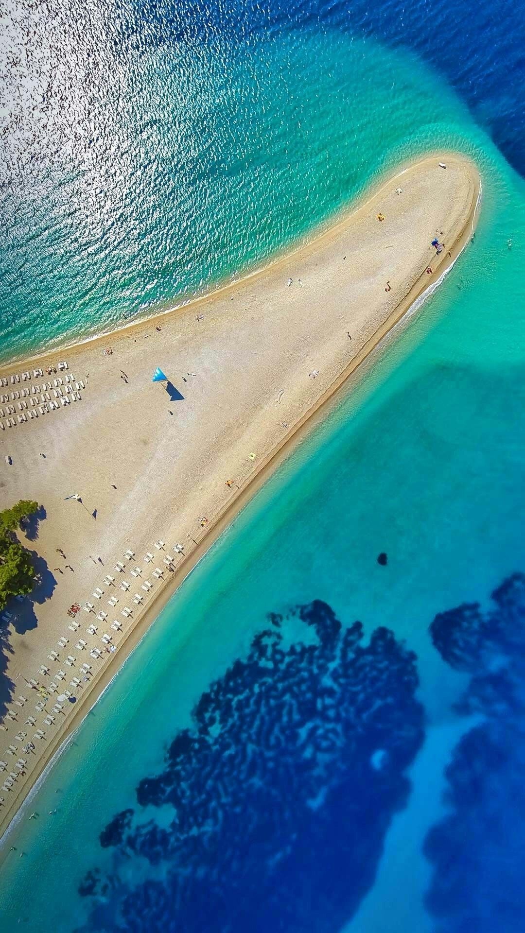 Croatia: Golden Horn, Zlatni rat, The most famous beach on the Adriatic. 1080x1920 Full HD Wallpaper.