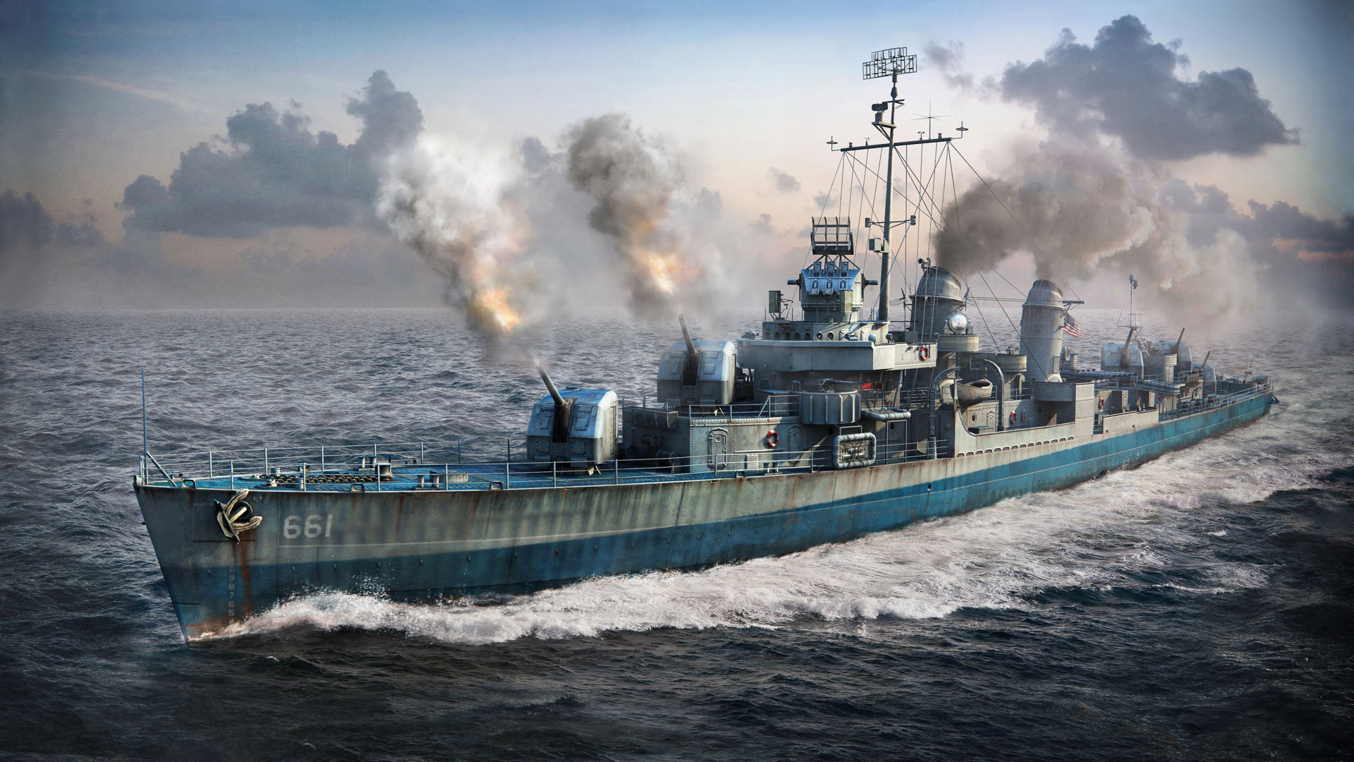 Greyhound (Movie), USS Kidd, World of Warships game, Thrilling gameplay, 1920x1080 Full HD Desktop