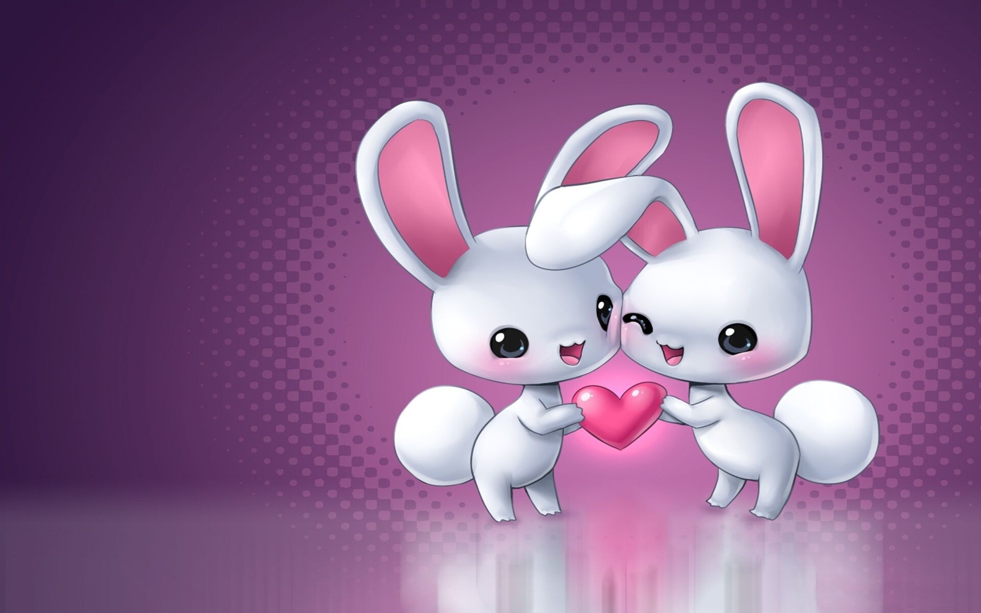 Girly: Cute bunnies, St. Valentine's, Heart-shaped, Sweethearts. 1920x1200 HD Wallpaper.