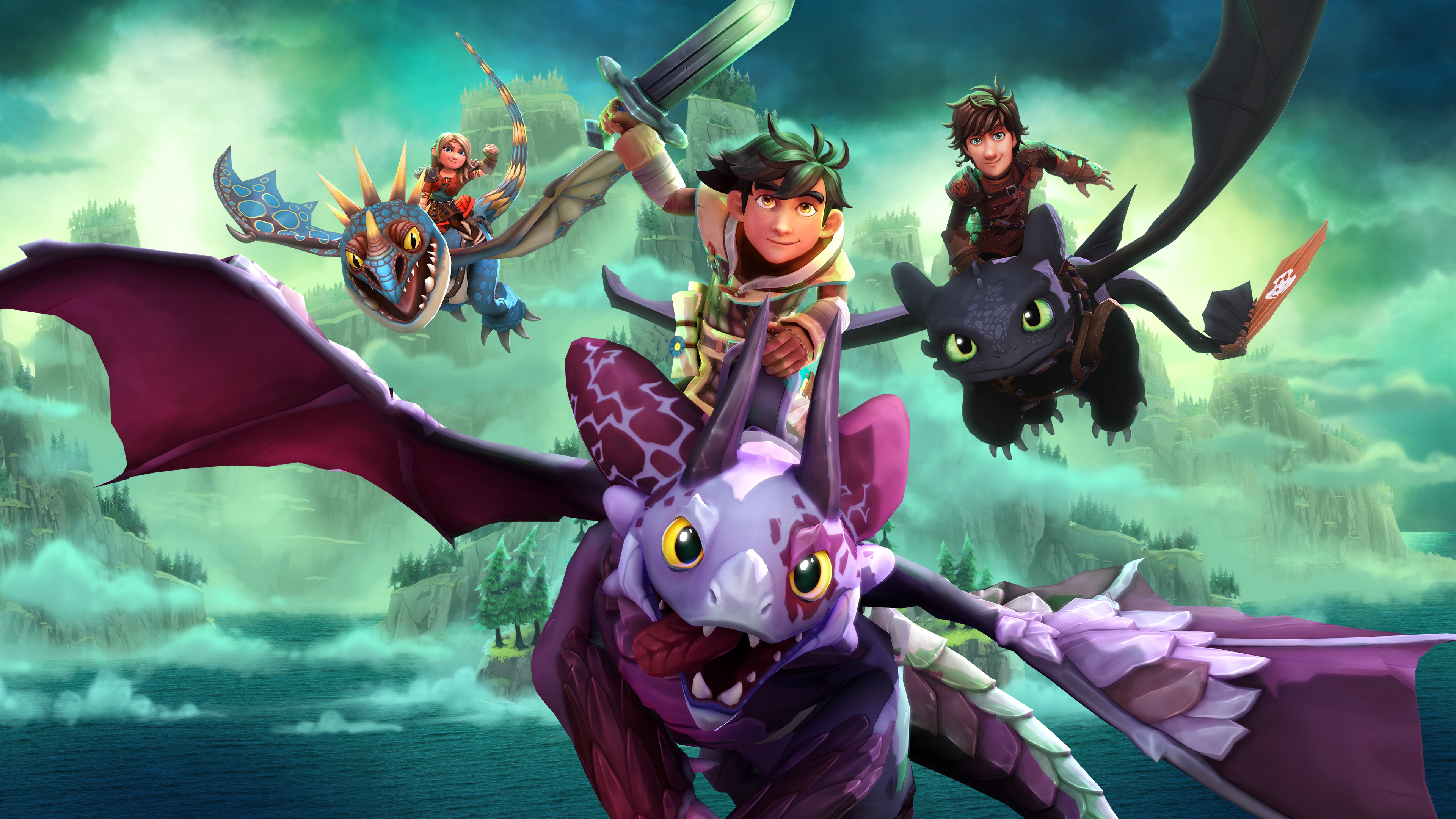 DreamWorks: Dragons: Dawn Of New Riders, Adventure game, Animation studio. 3840x2160 4K Wallpaper.