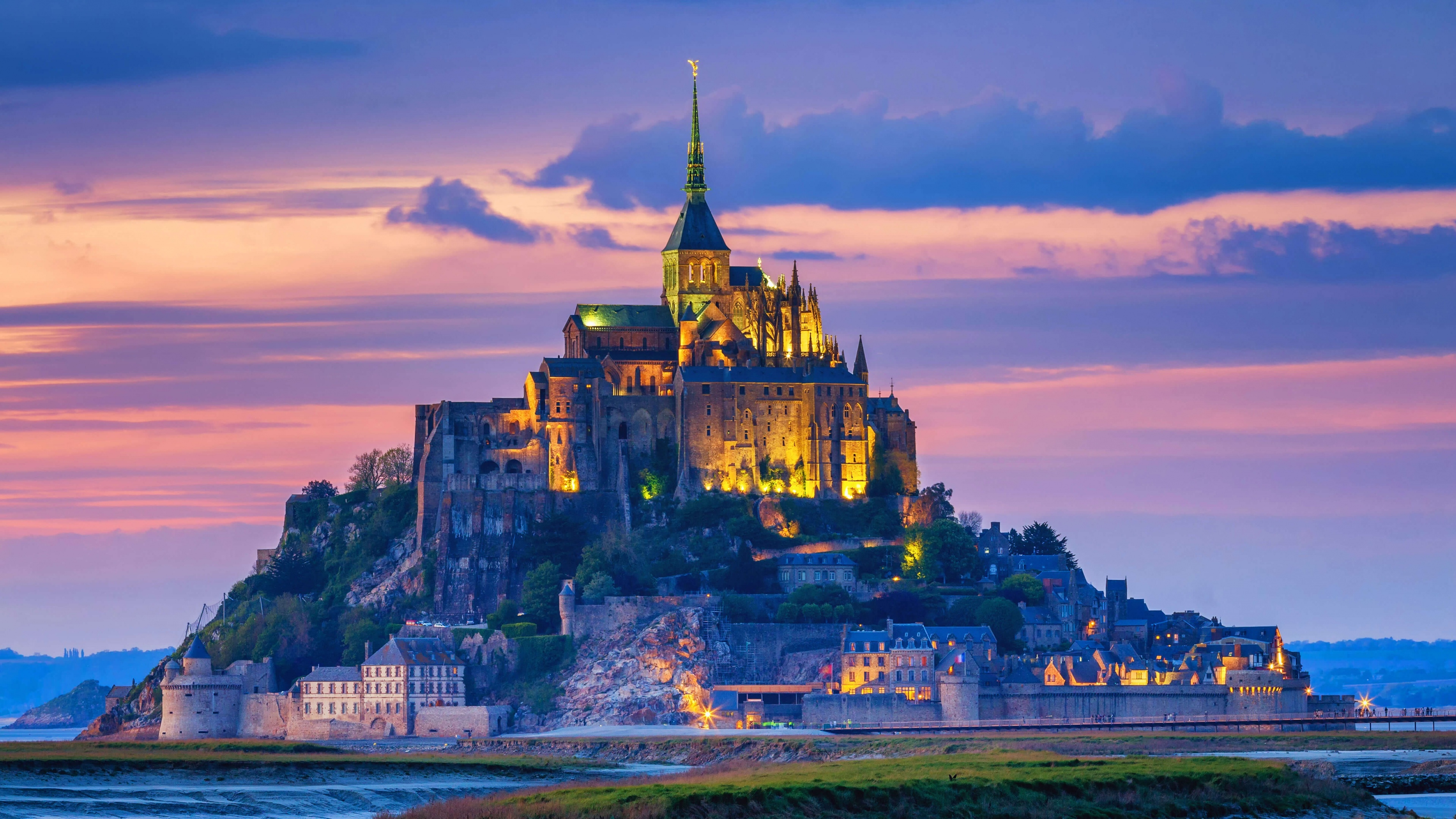 Mont St. Michel, Abbey wallpaper 4k, Normandy france world, Travels, 3840x2160 4K Desktop