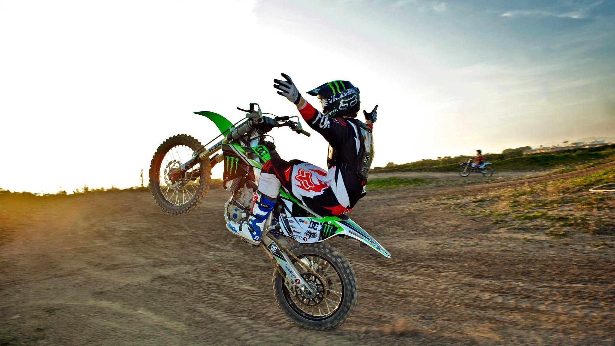 Dirt Bike, Wheelie action, Extreme sport, 2050x1160 HD Desktop