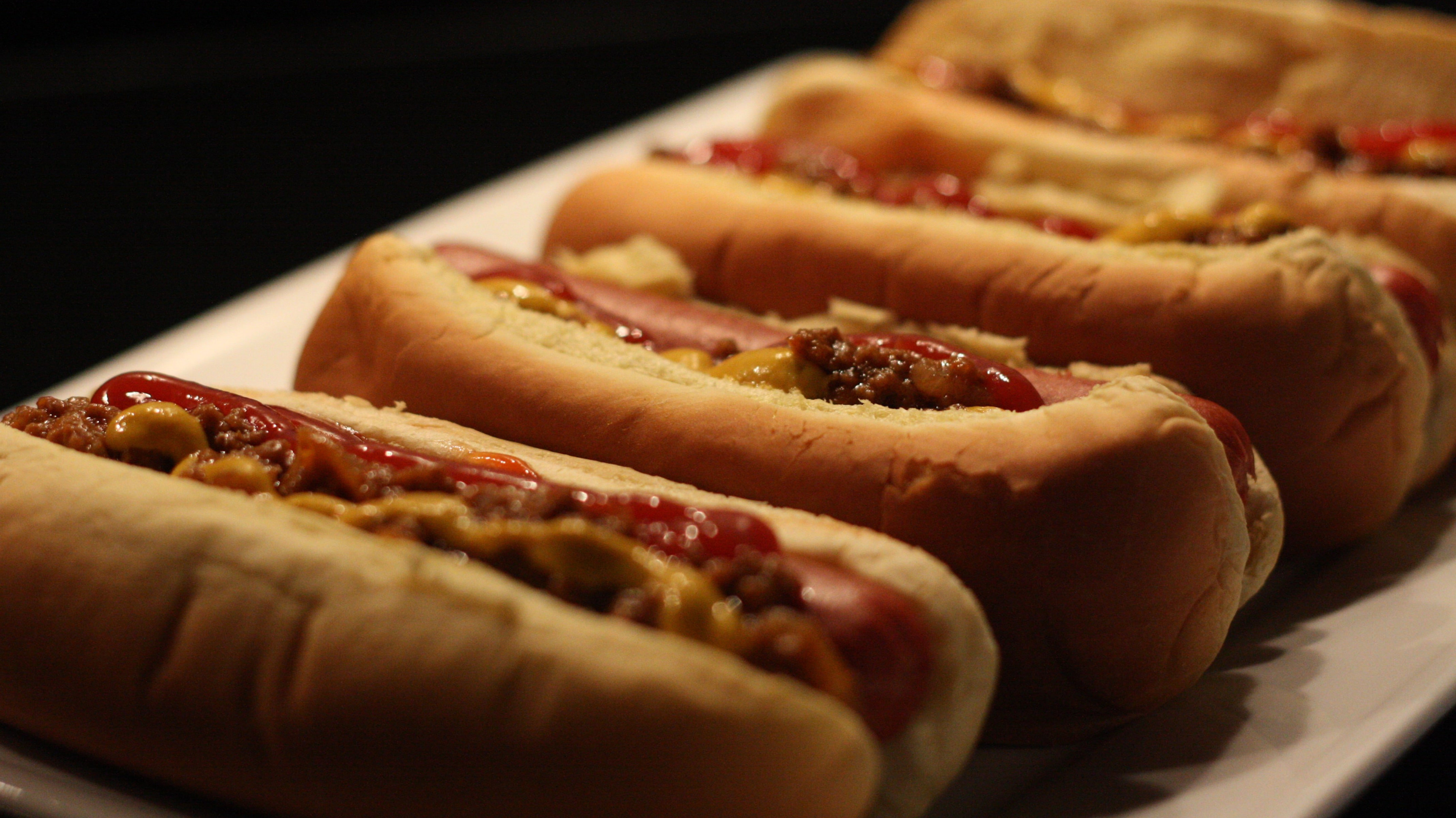 Hot dog wallpaper, Close-up shot, High-resolution image, Top-down view, 3840x2160 4K Desktop