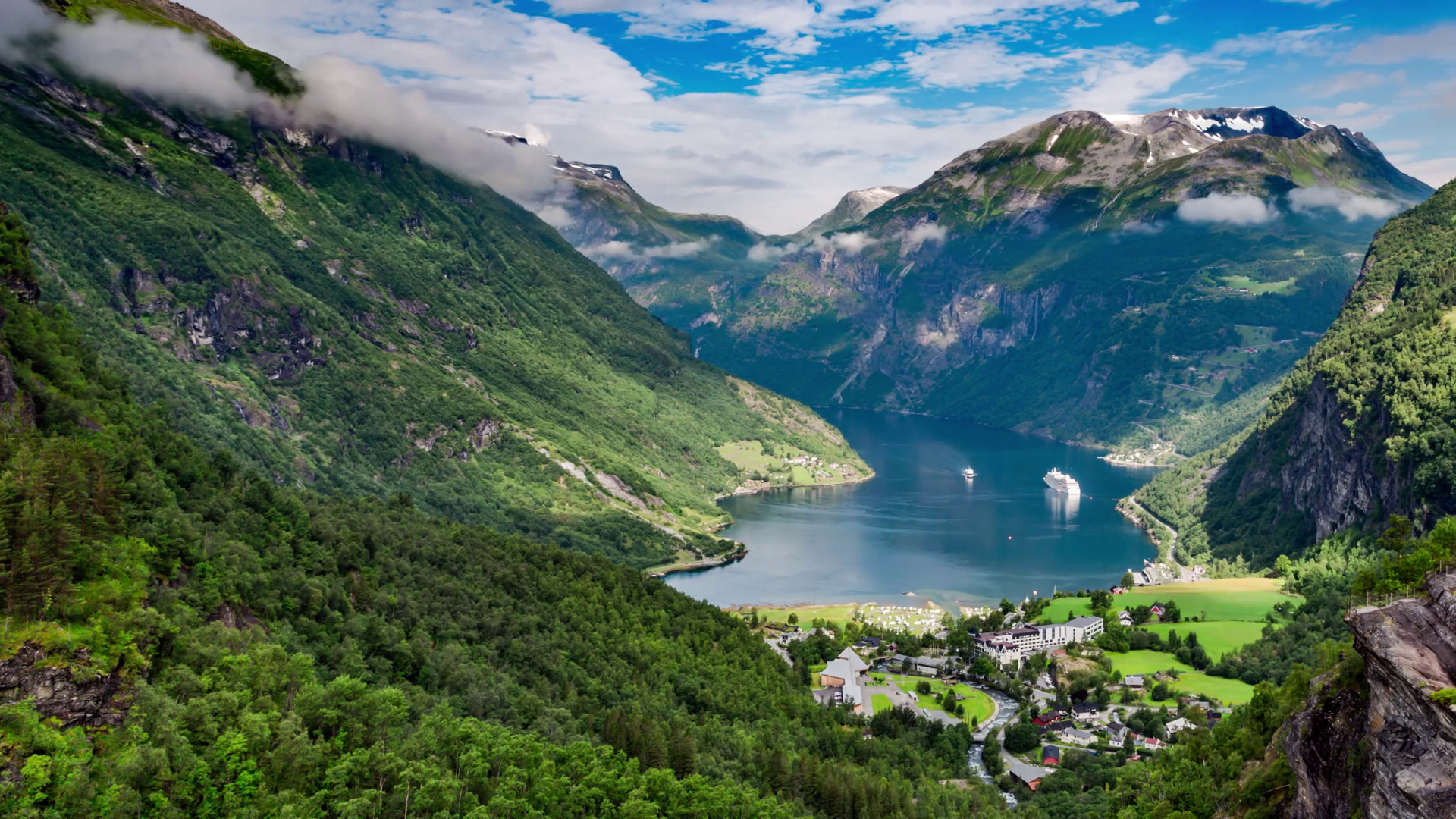Norwegian Fjords, Geiranger Fjord timelapse, Ultra HD footage, Norway's nature, 1920x1080 Full HD Desktop