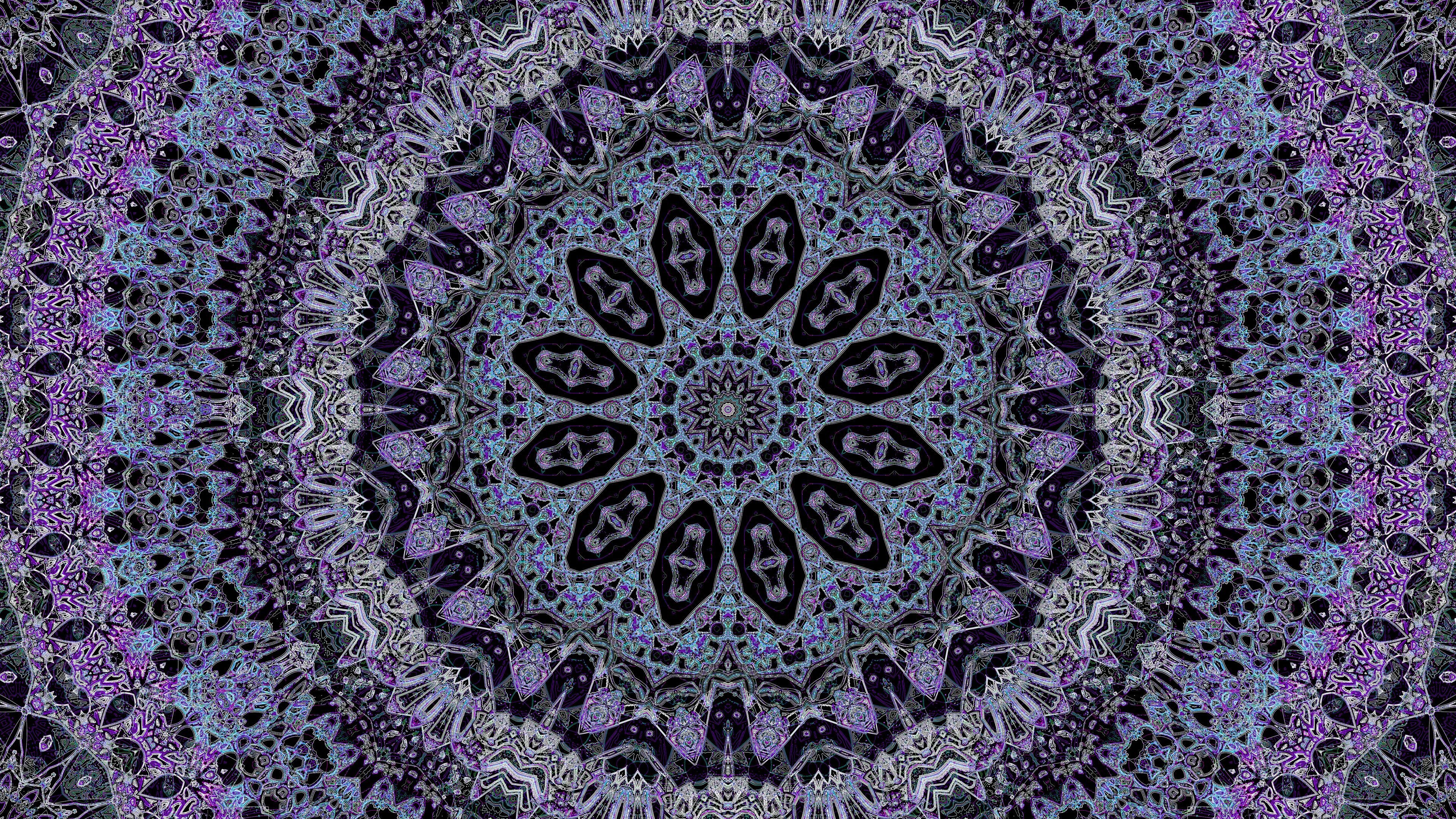 Fractal pattern, Purple-blue abstraction, Colorful design, Abstract art, 3840x2160 4K Desktop