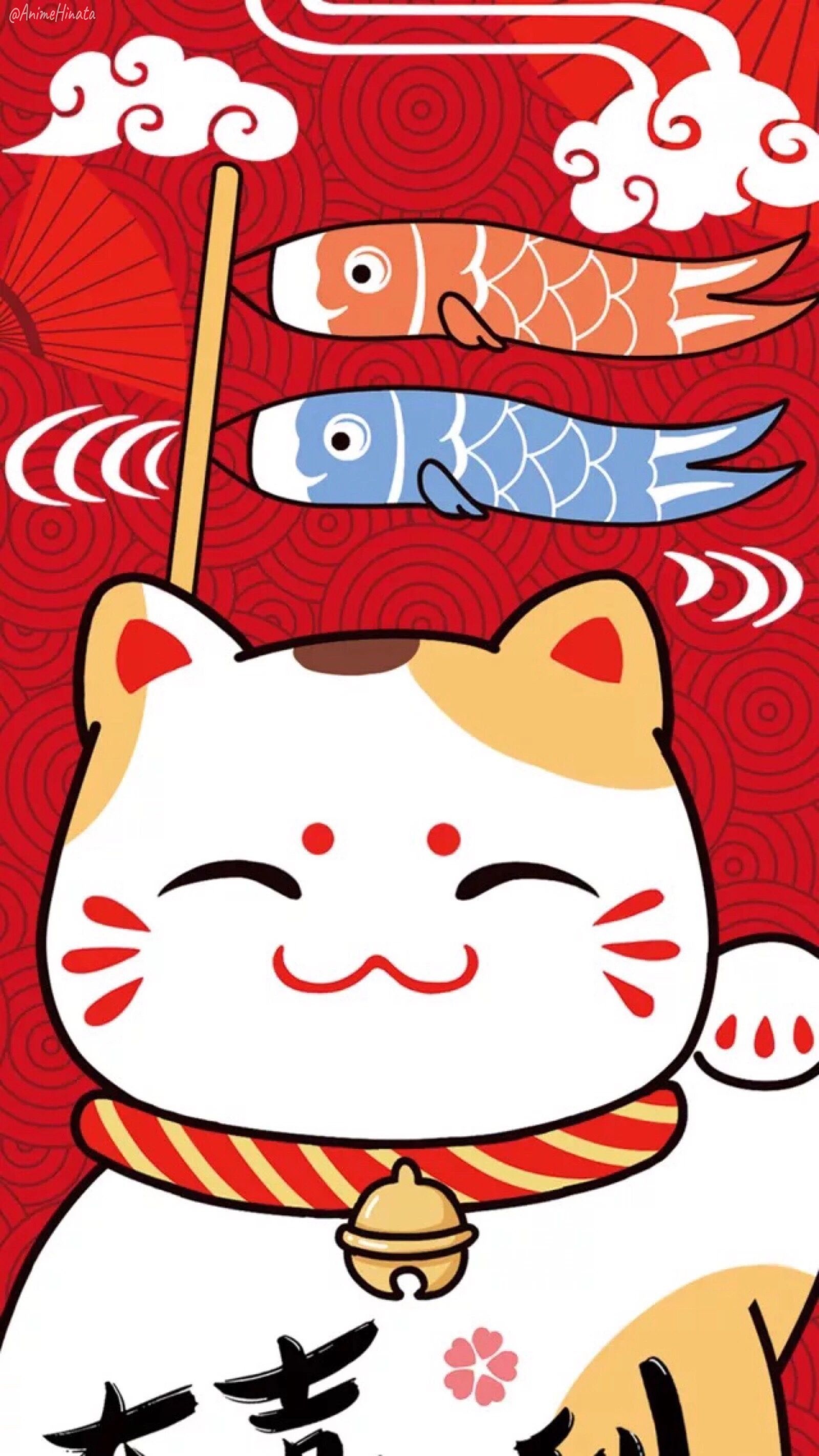 Japanese Lucky Cat, Neko Illustrations, Japanese Culture, Artistic Cat Depictions, 1600x2850 HD Handy