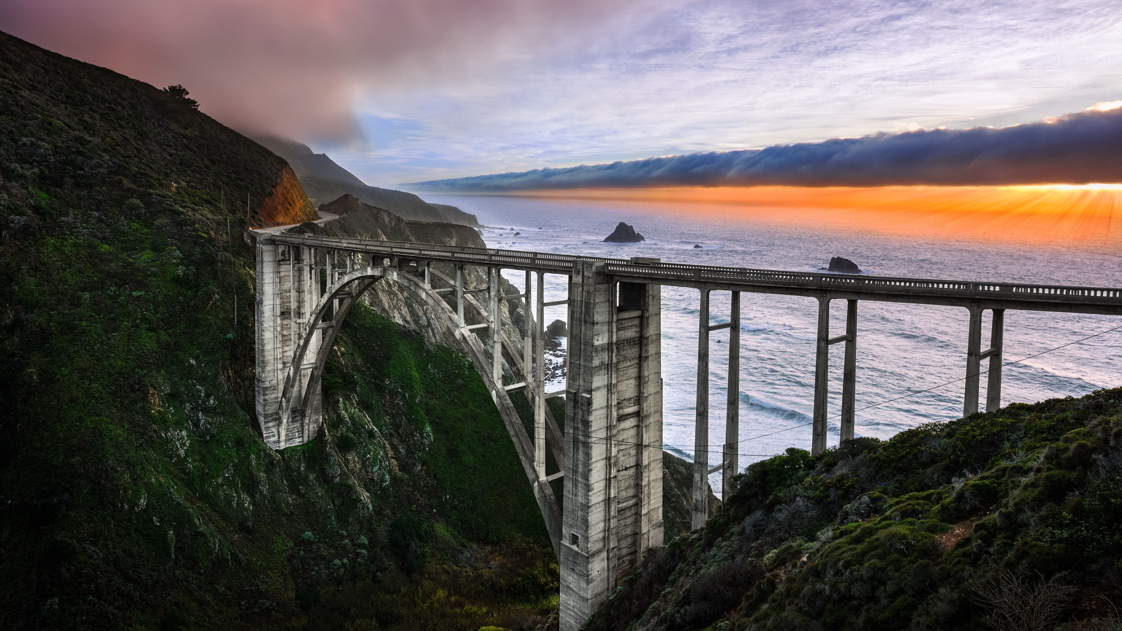 Bixby Creek Bridge's charm, Big Sur's popular bridge, California's scenic marvel, Big Sur wallpaper, 3840x2160 4K Desktop