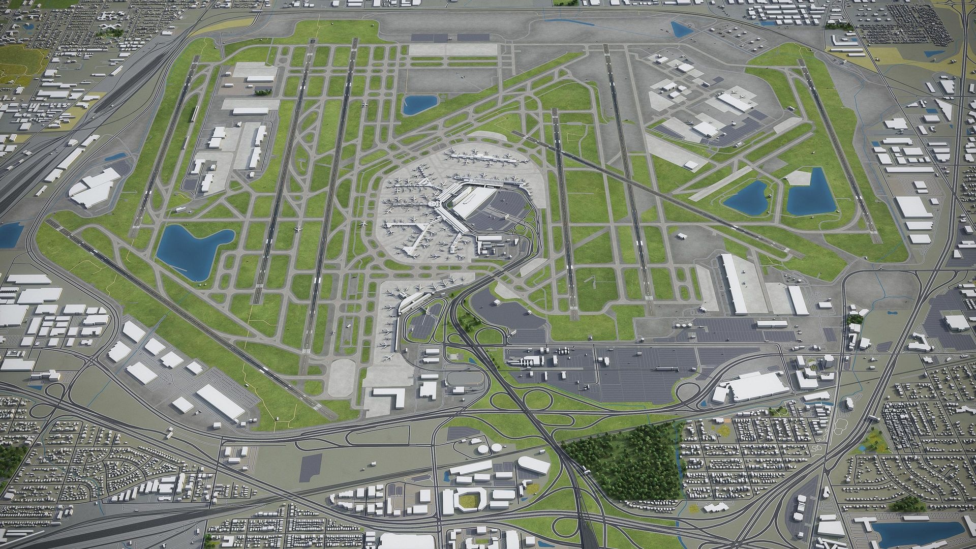 Chicago O'Hare Airport, ORD 3D model, 3Dcitymodels, 1920x1080 Full HD Desktop