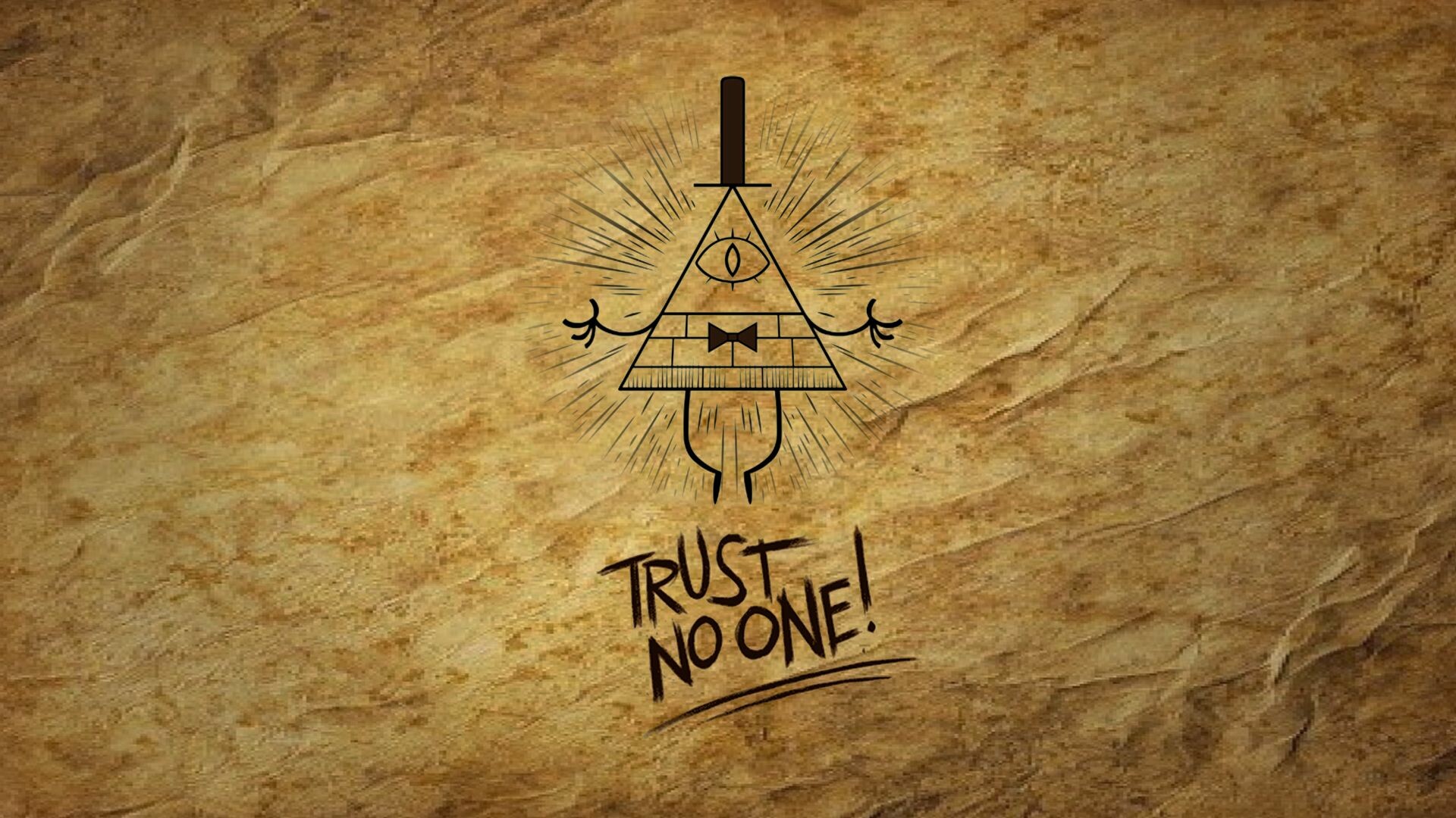 Gravity Falls: Bill Cipher, Trust no one, Erased from all existence after entering Stanley's mind. 1920x1080 Full HD Background.