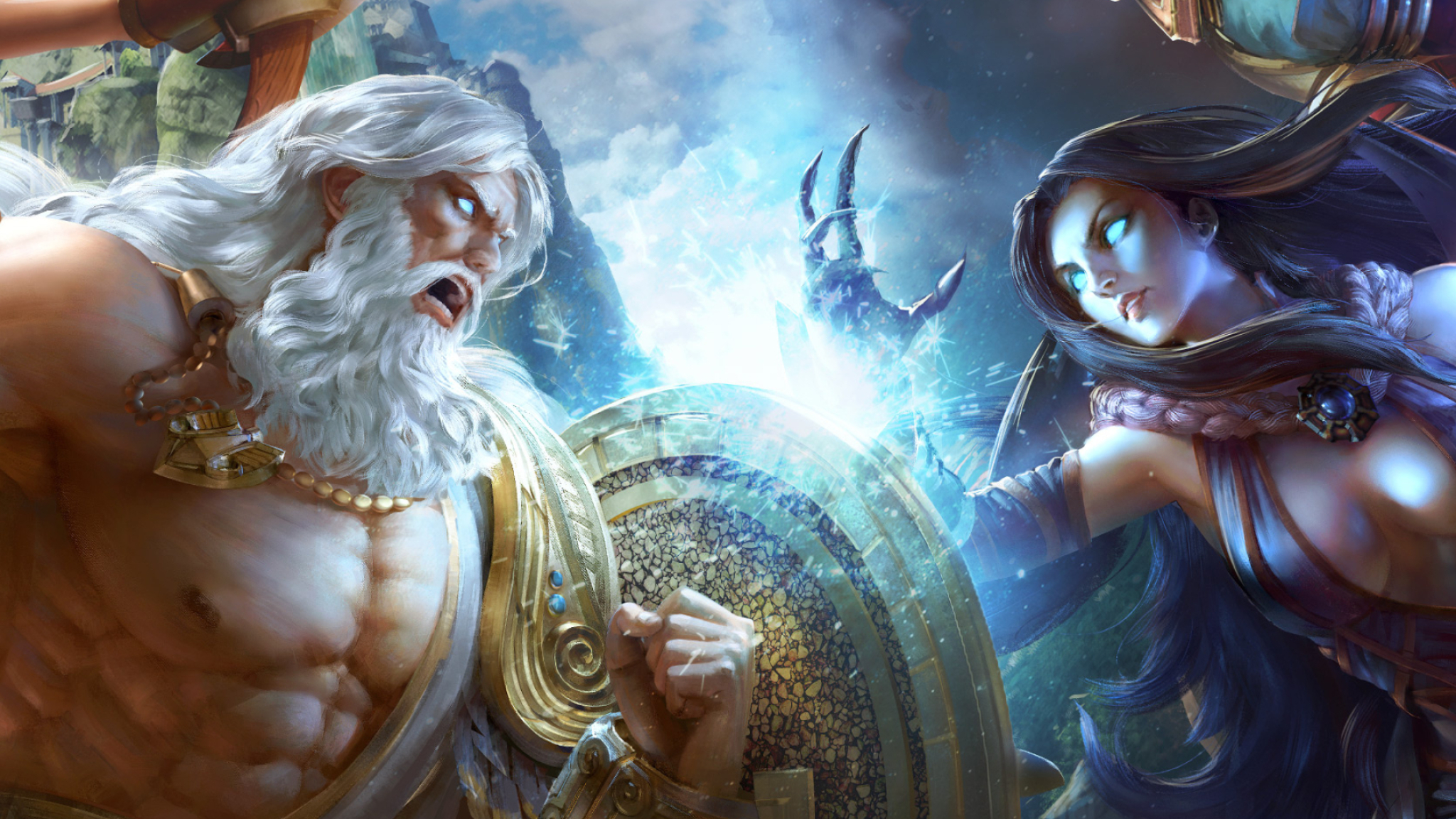 Zeus: Smite, MOBA video game, developed and published by Hi-Rez Studios. 2050x1160 HD Background.