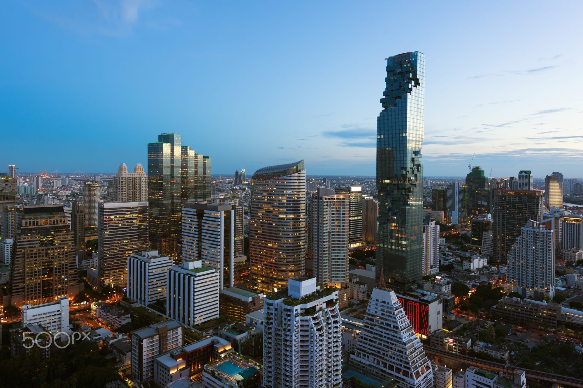 Bangkok Skyline, Top view, Modern building, Business district, 2000x1340 HD Desktop