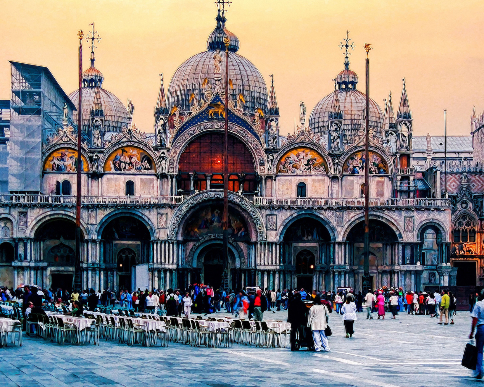 St. Mark's Basilica, Venice, Digital cartoon, Charles W Bailey Jr, 2050x1640 HD Desktop