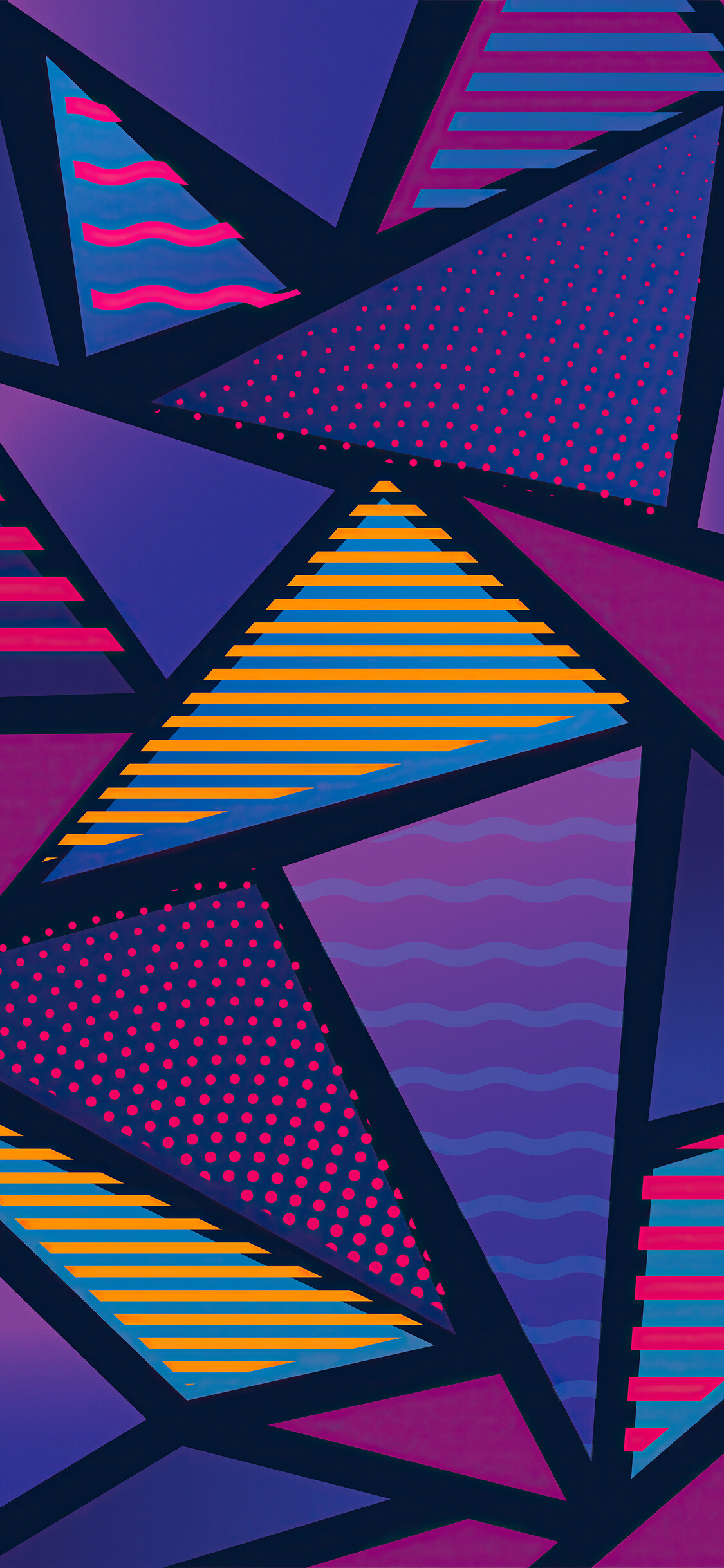 Triangle: Different shapes figures, Scalene figures, Waves, Dots. 1130x2440 HD Background.