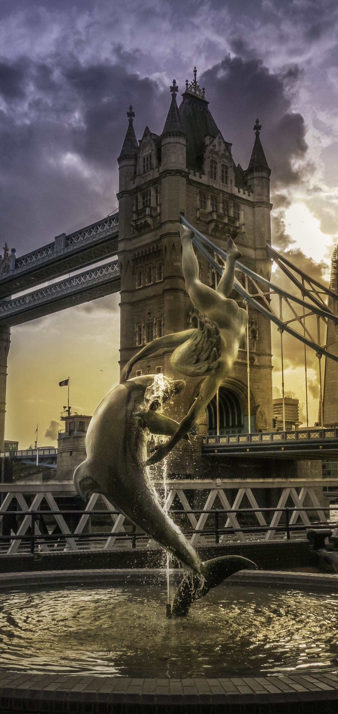 Tower Bridge: One of London's most famous landmarks, Infrastructure, England. 1080x2280 HD Background.